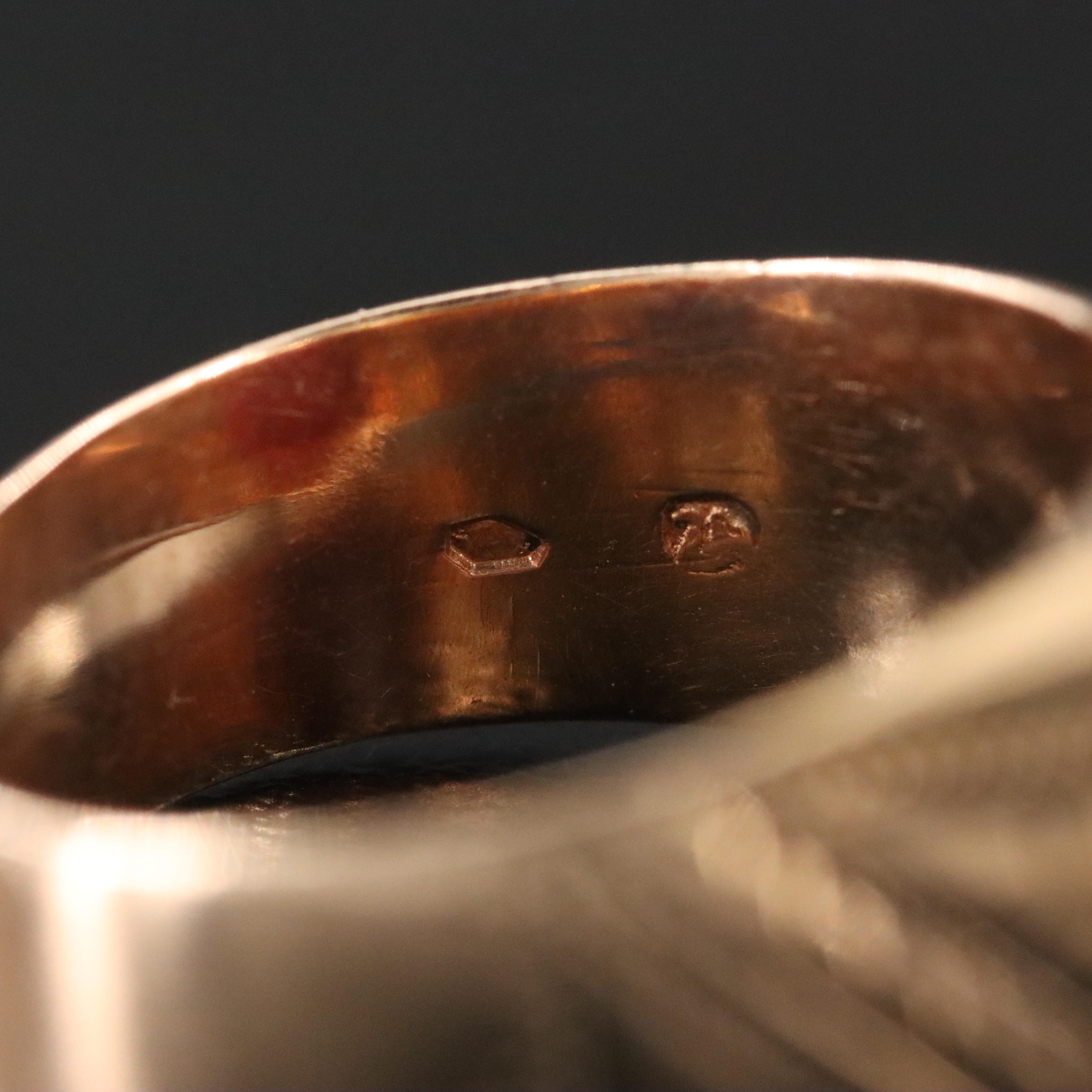 Antique Austro-Hungarian 14K Sardonyx Intaglio Signet Ring