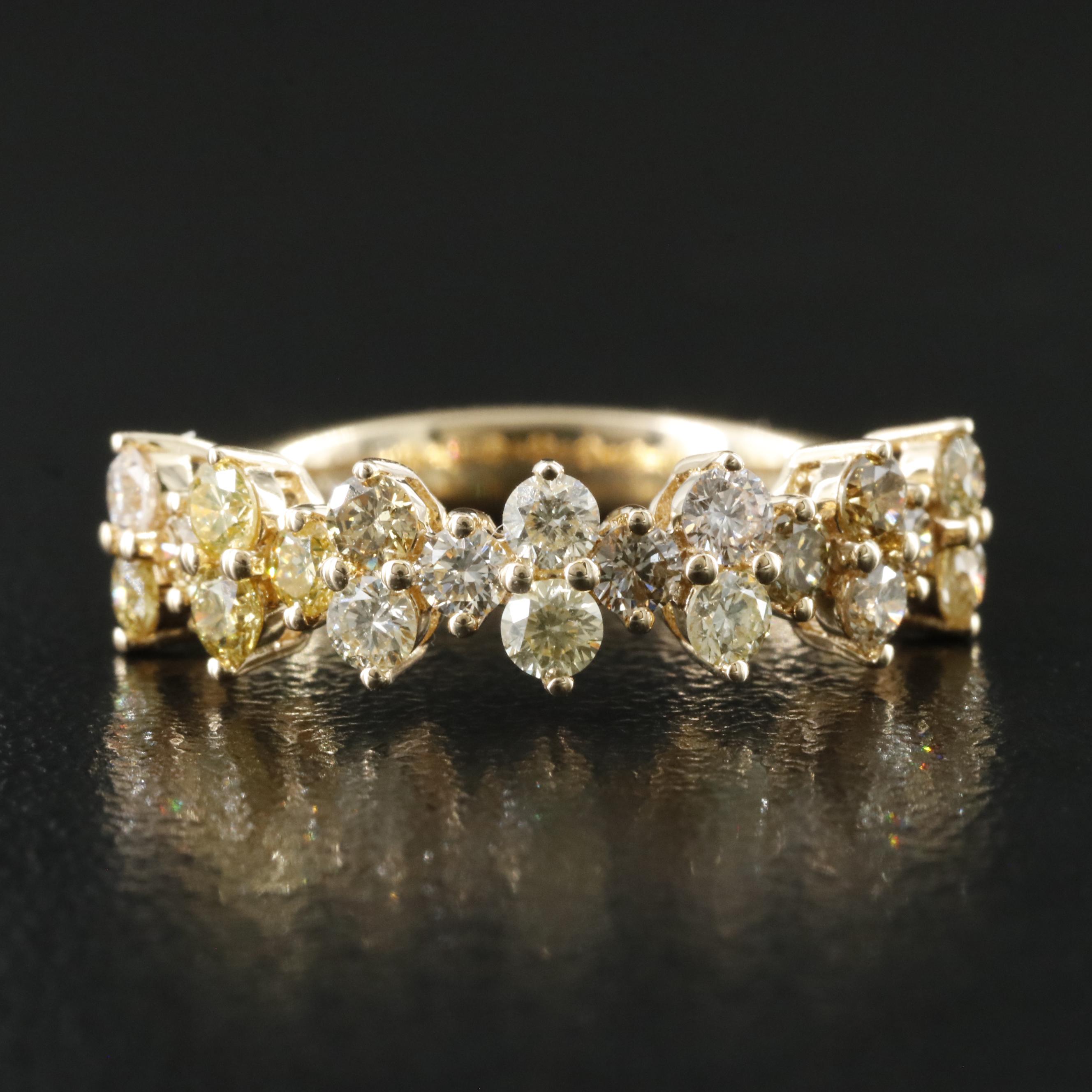 14K 0.90 Diamond Ring Including Lab Grown Fancy Yellow Diamonds
