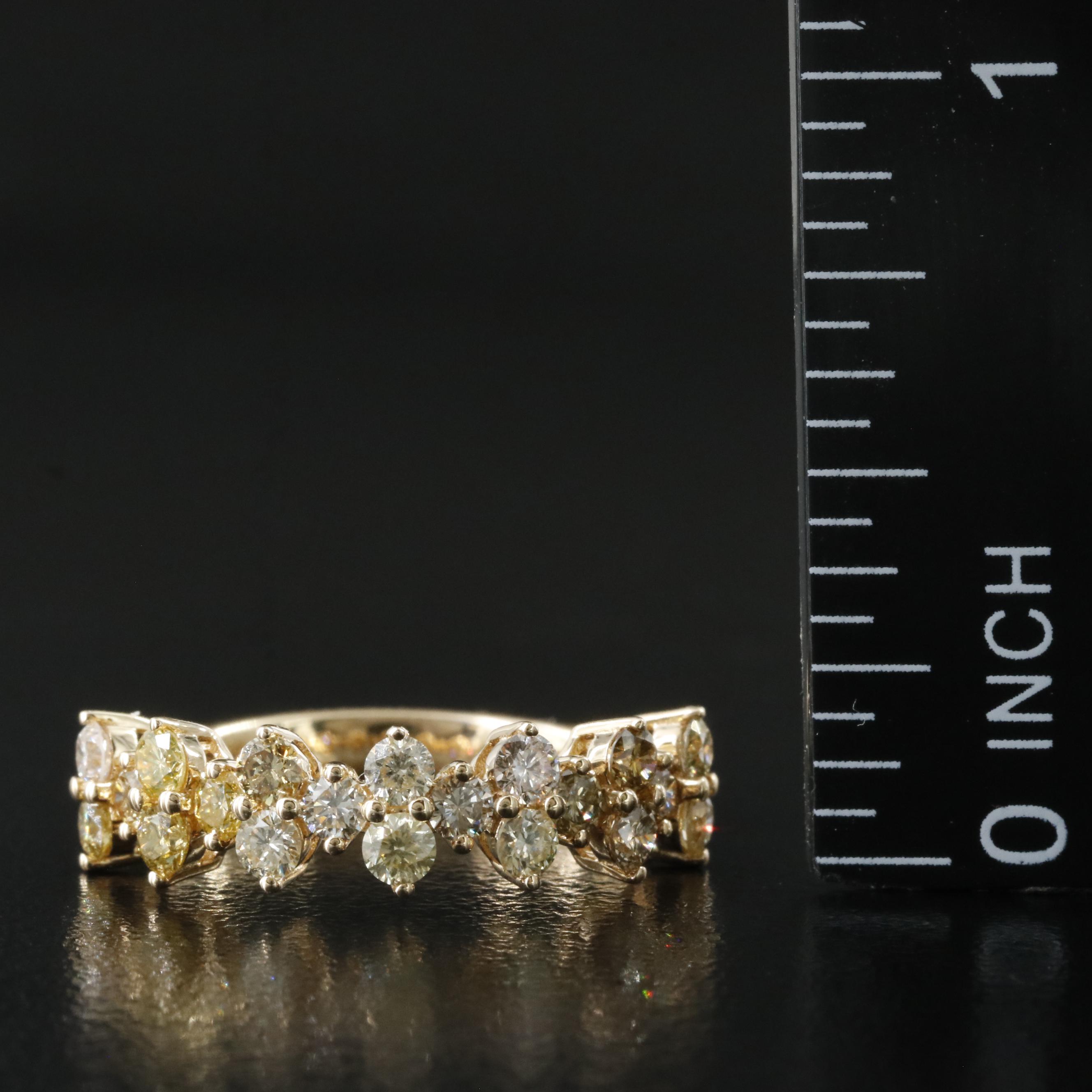 14K 0.90 Diamond Ring Including Lab Grown Fancy Yellow Diamonds