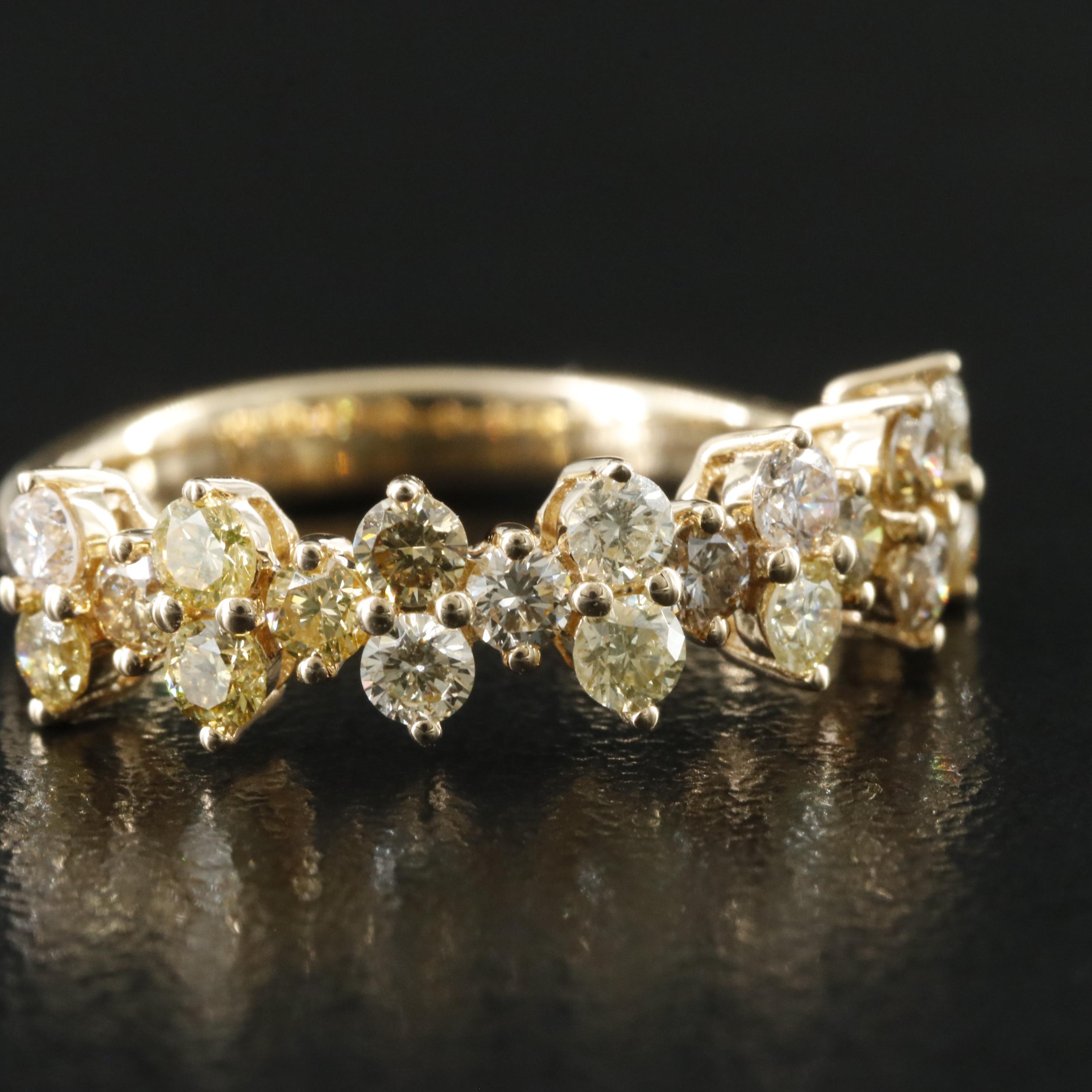 14K 0.90 Diamond Ring Including Lab Grown Fancy Yellow Diamonds