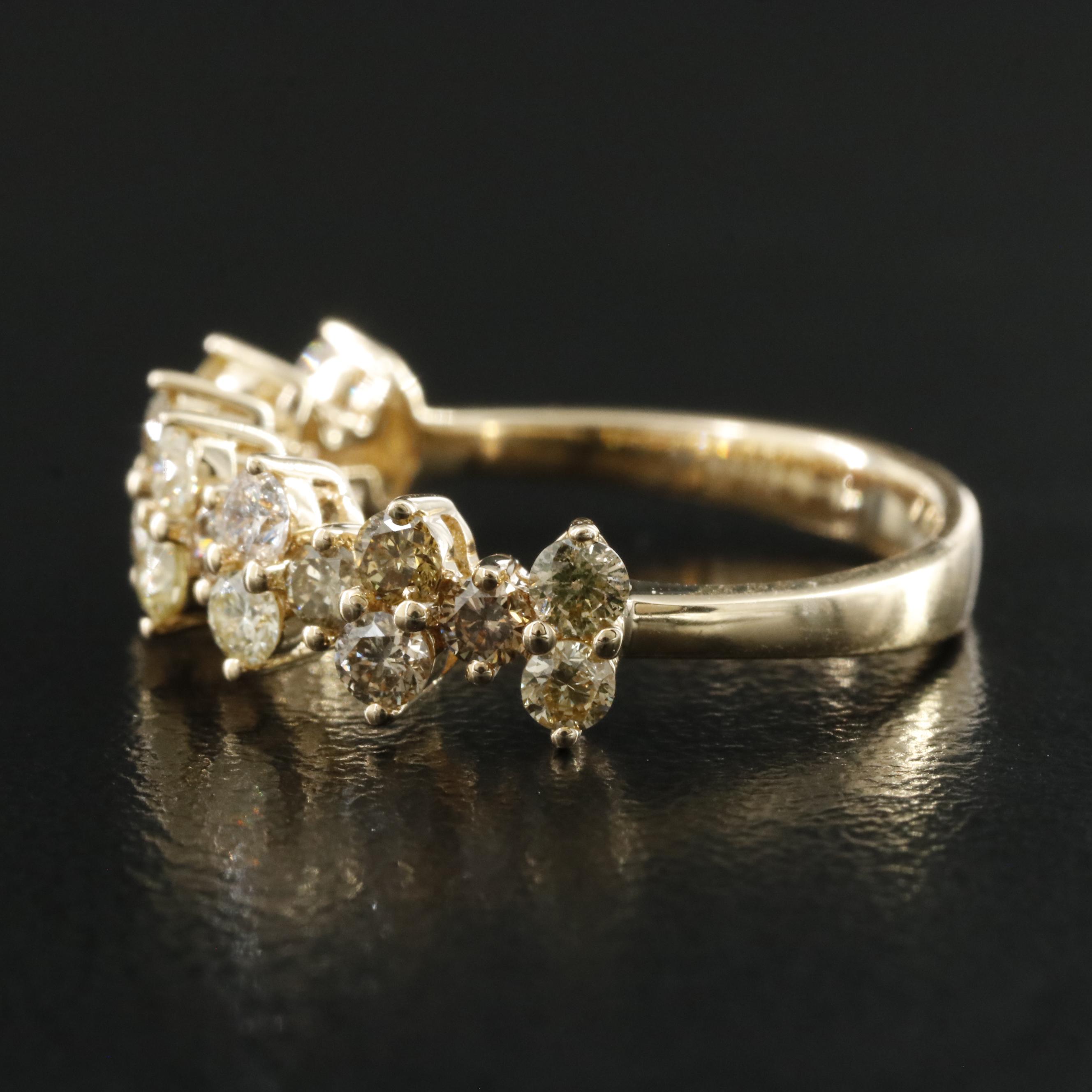 14K 0.90 Diamond Ring Including Lab Grown Fancy Yellow Diamonds