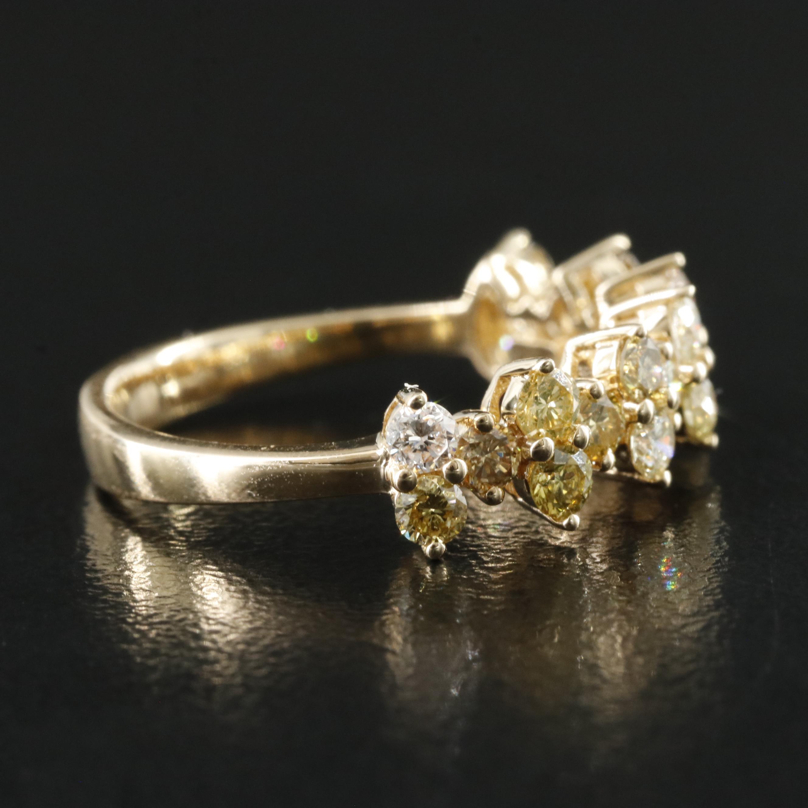 14K 0.90 Diamond Ring Including Lab Grown Fancy Yellow Diamonds
