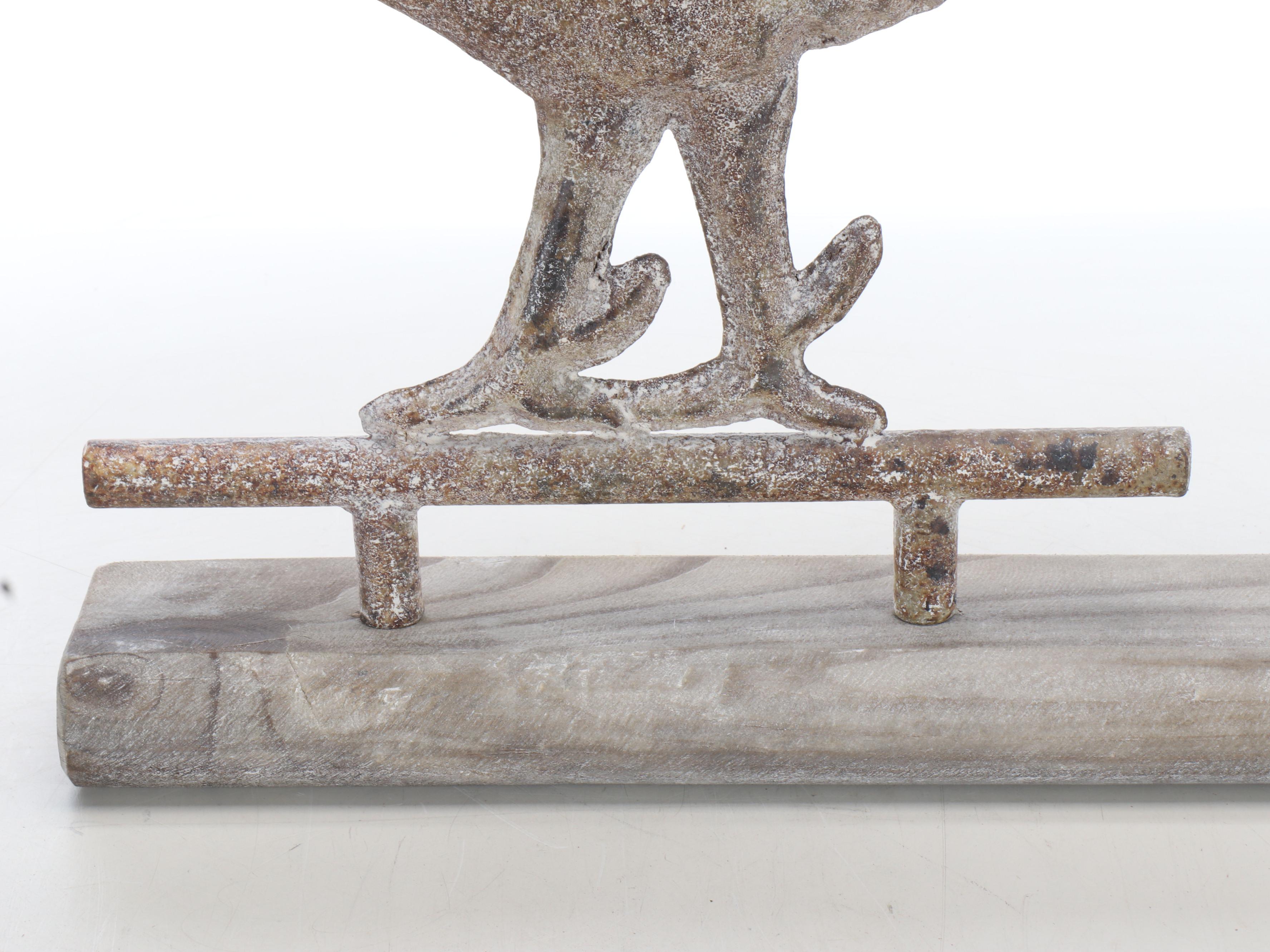 Patinated Cast Metal Rooster Weather Vane Figure