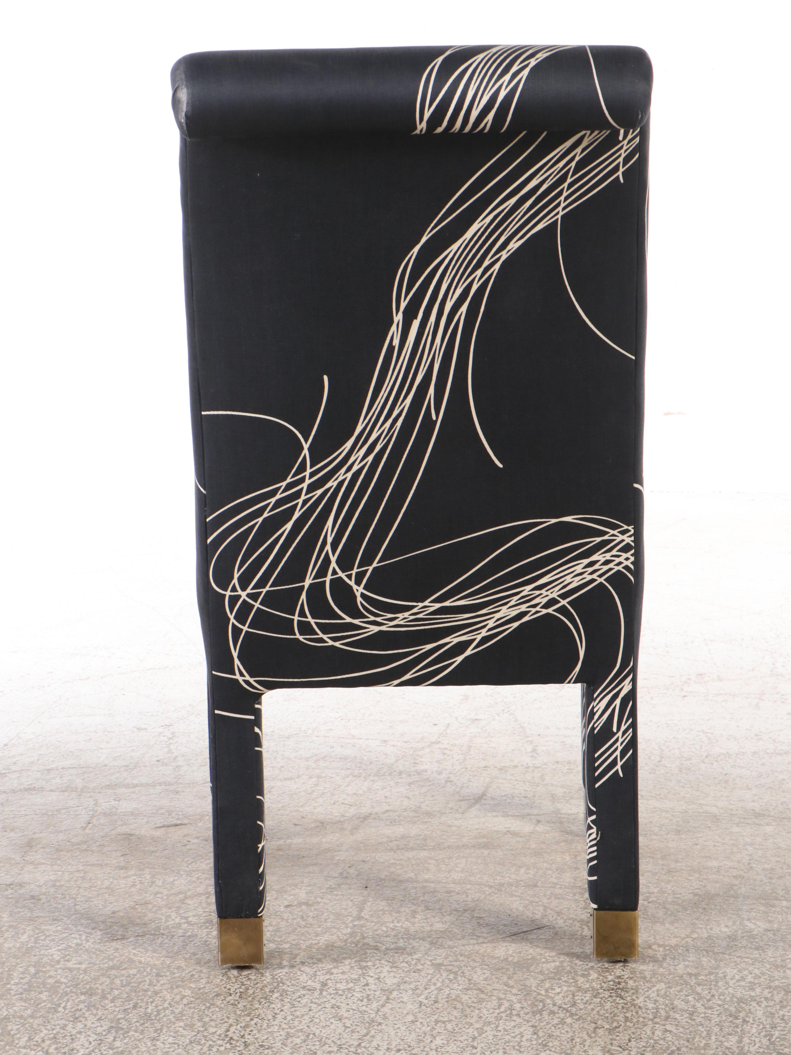 Five Piece Postmodern Dining Set with Glass Table and Scrolled Back Chairs