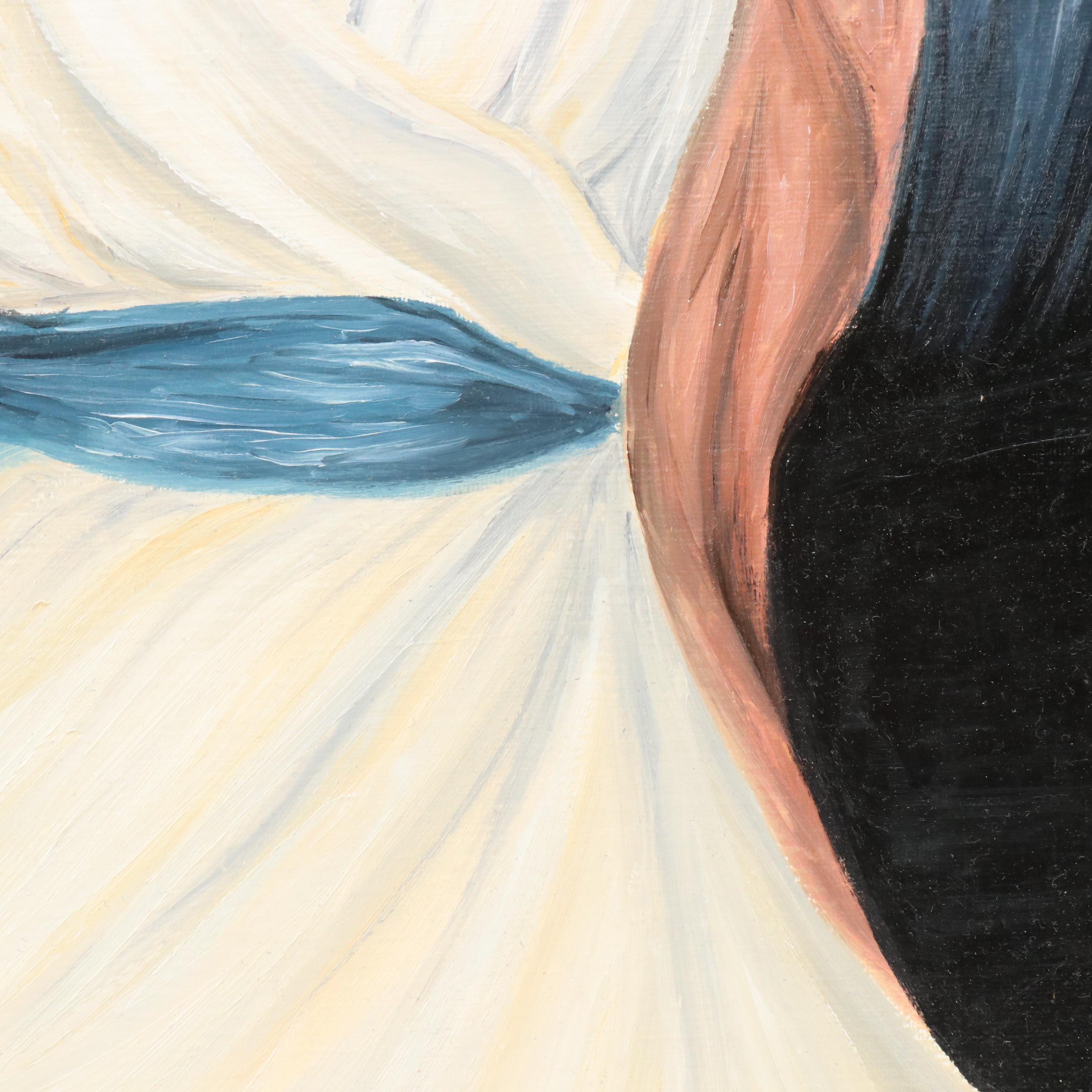 Zaida M. Portrait Oil Painting of Woman in White Dress, 2016