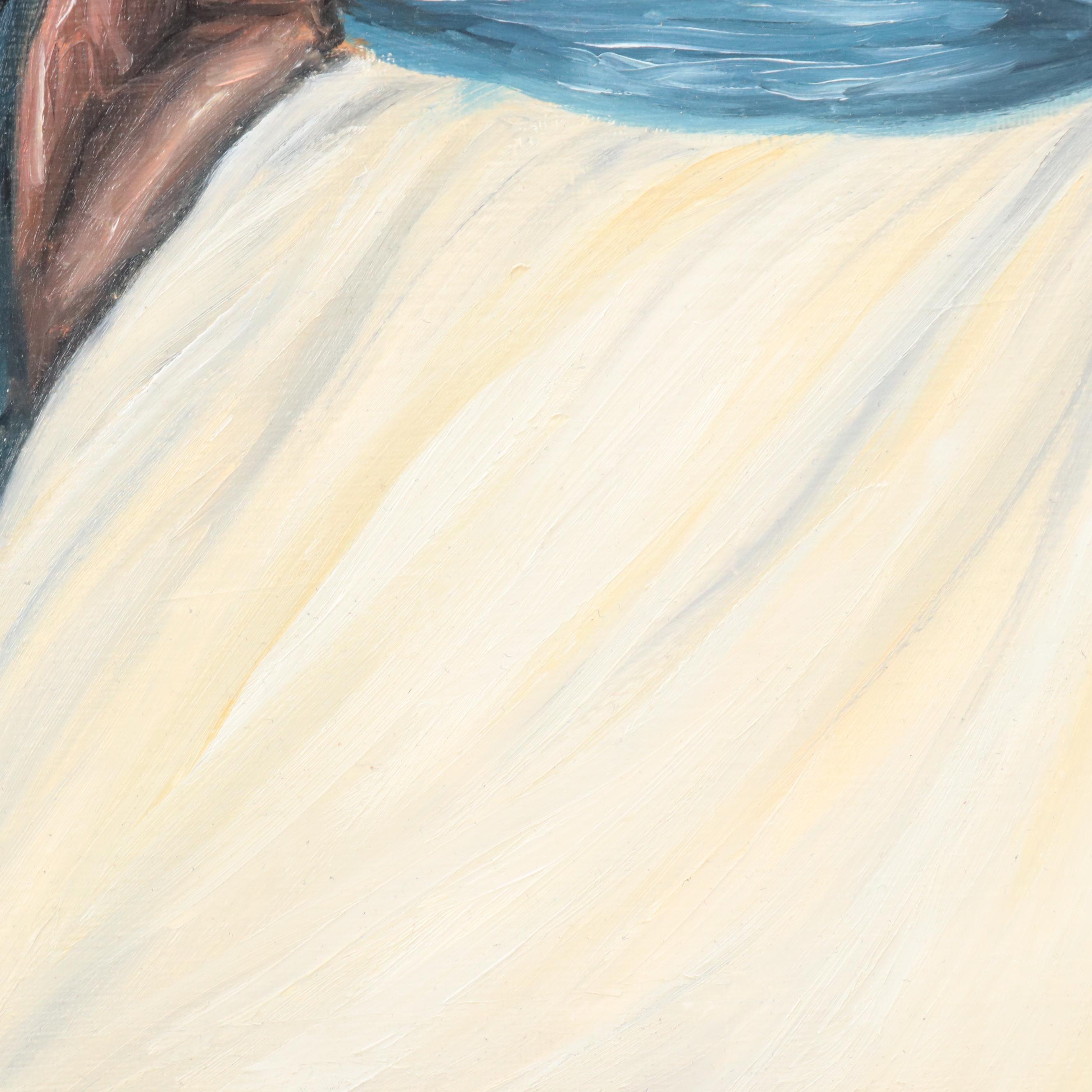 Zaida M. Portrait Oil Painting of Woman in White Dress, 2016