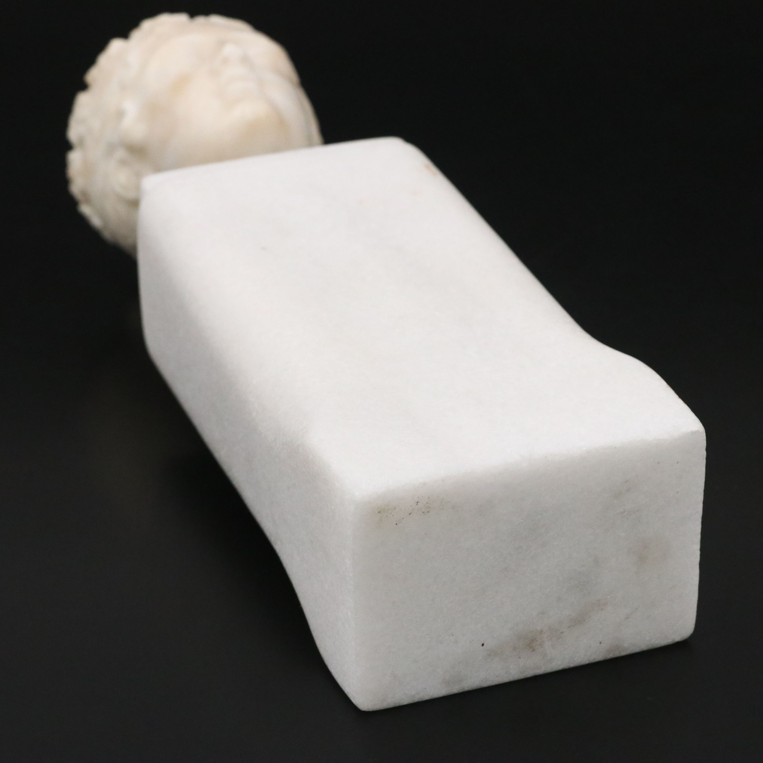 Antique Tour Carved Alabaster Neoclassical Head, 19th Century