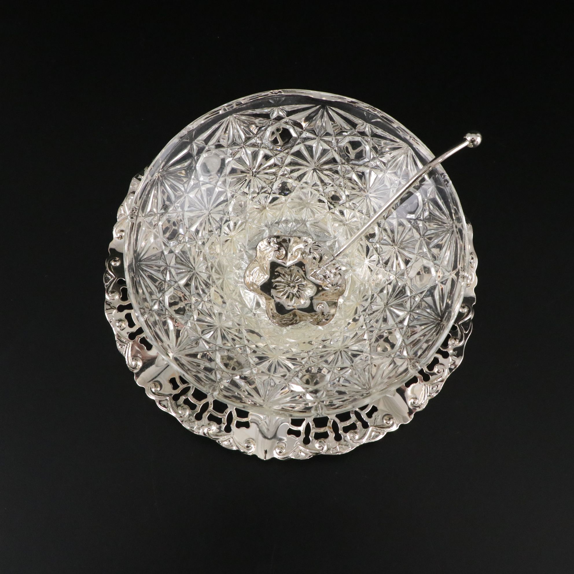 Shannon Crystal by Godinger Bowl with Silver Plate Stand & More