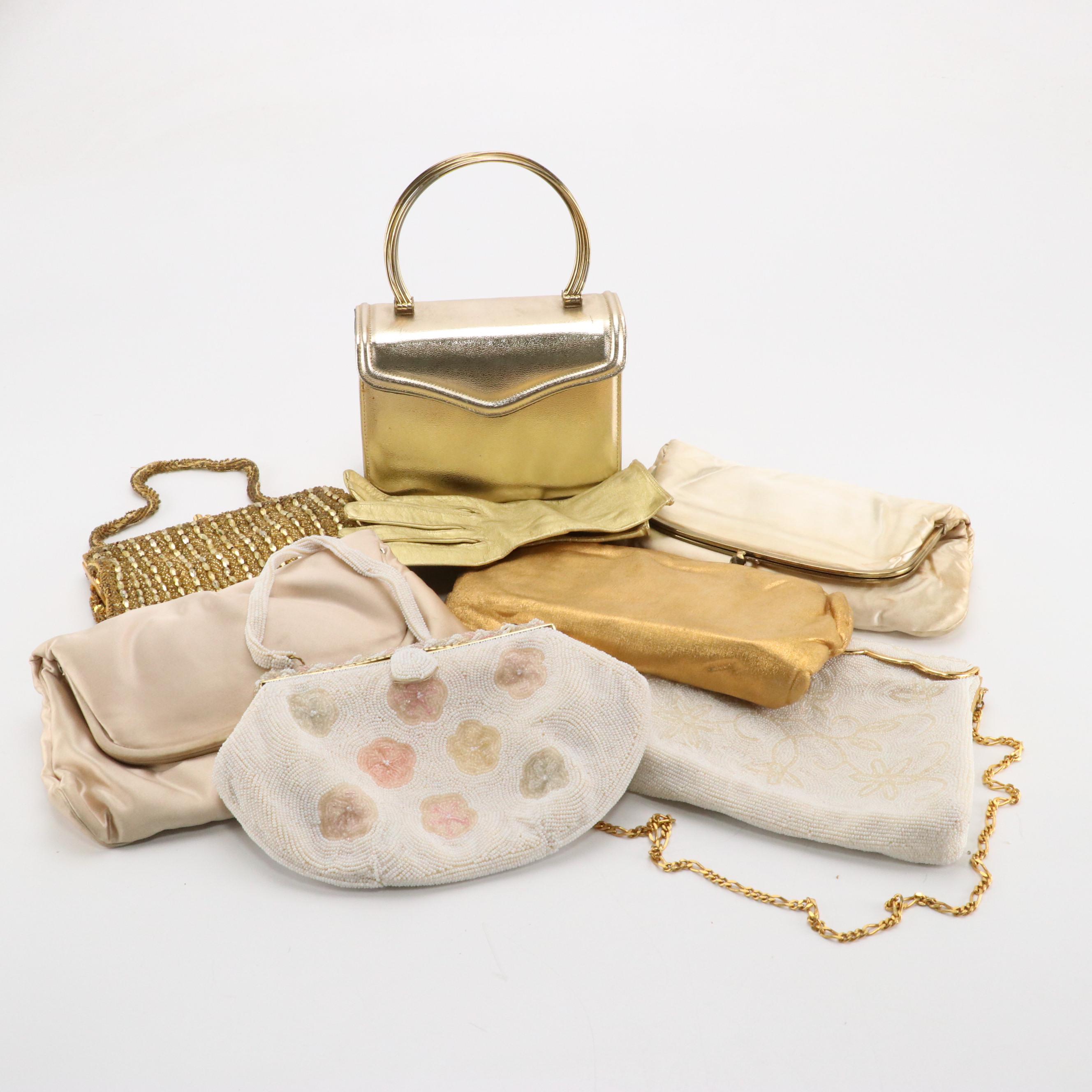 Richere Micro Beaded, Other Metallic Leather Evening Bags and Foldover Clutches