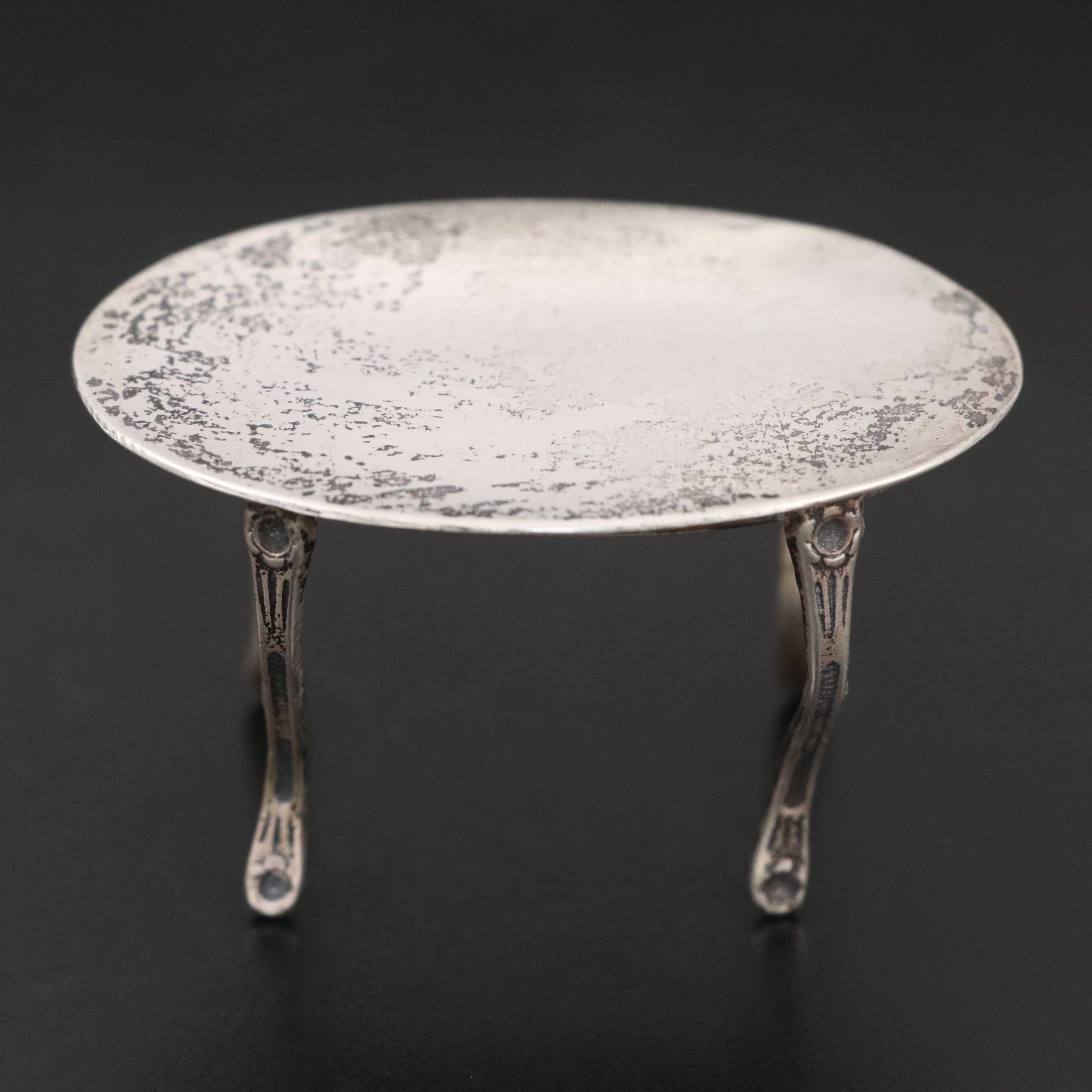 Miniature Sterling Silver Bistro Table and Lily Chairs