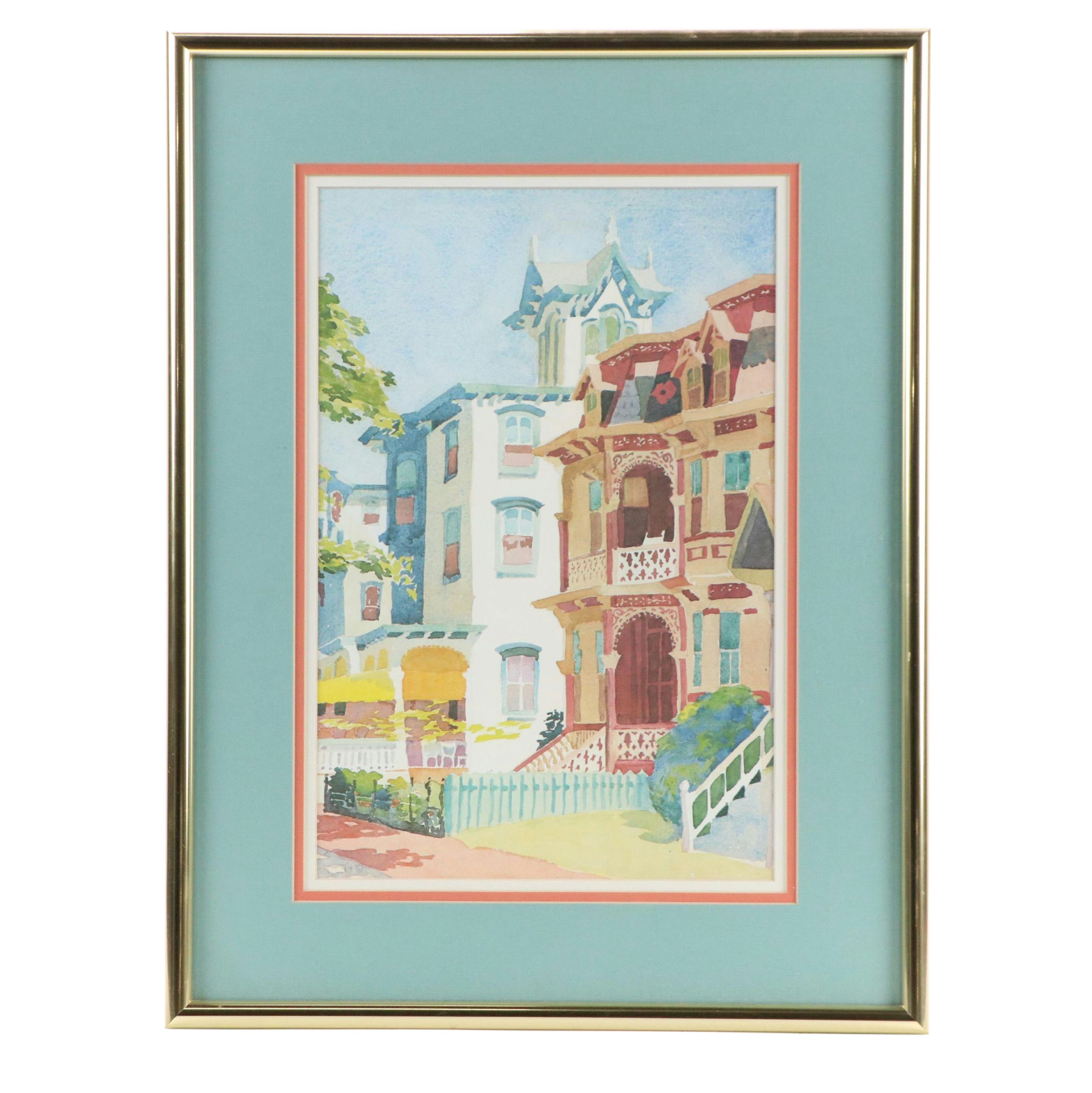 After Alice Steer Wilson Offset Lithograph "Washington Street, Cape May"