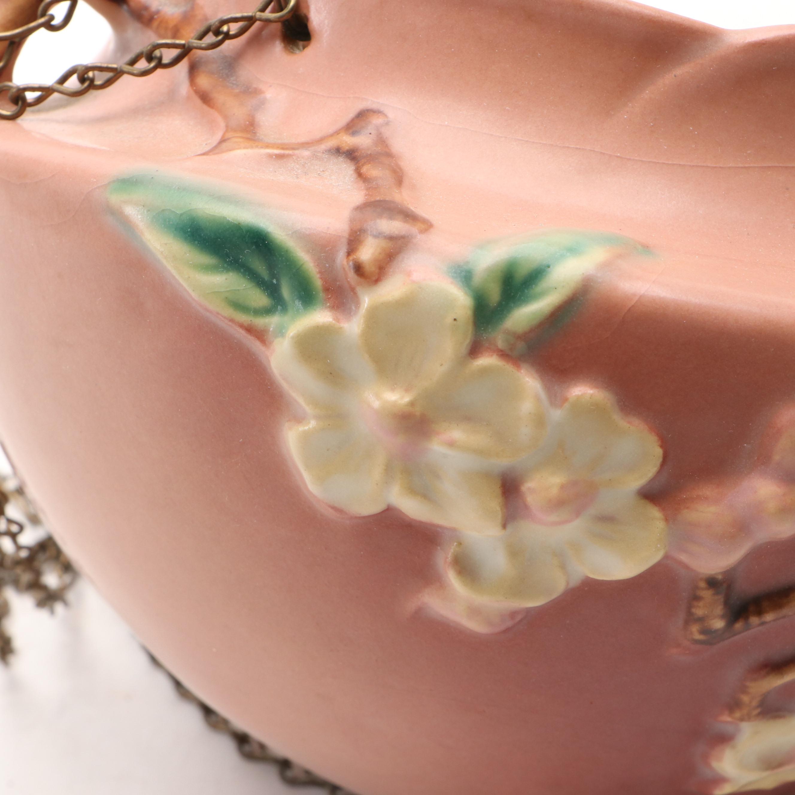 Roseville Pottery "Apple Blossom" Hanging Planter and "Clematis" Wall Pocket