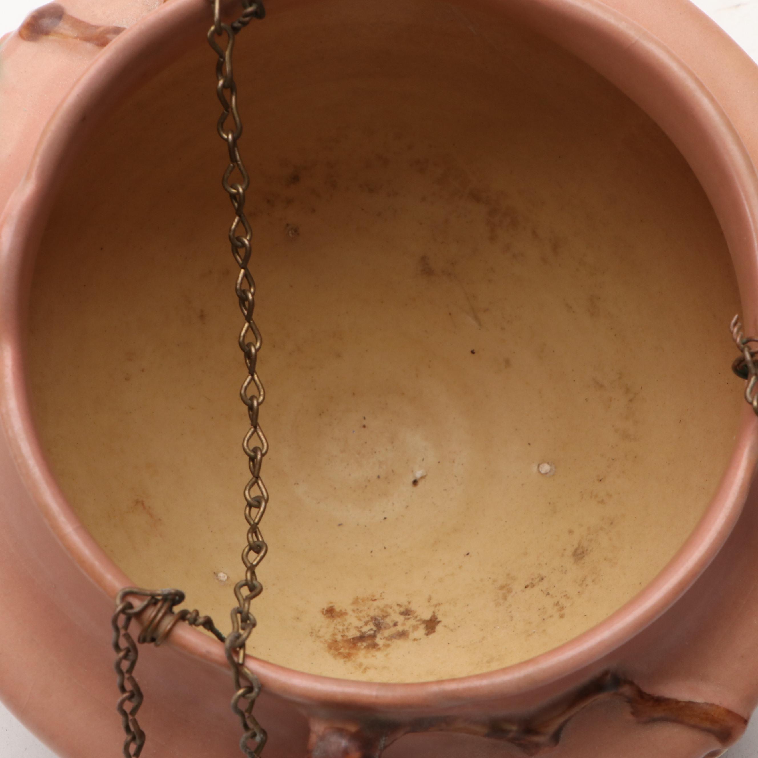 Roseville Pottery "Apple Blossom" Hanging Planter and "Clematis" Wall Pocket