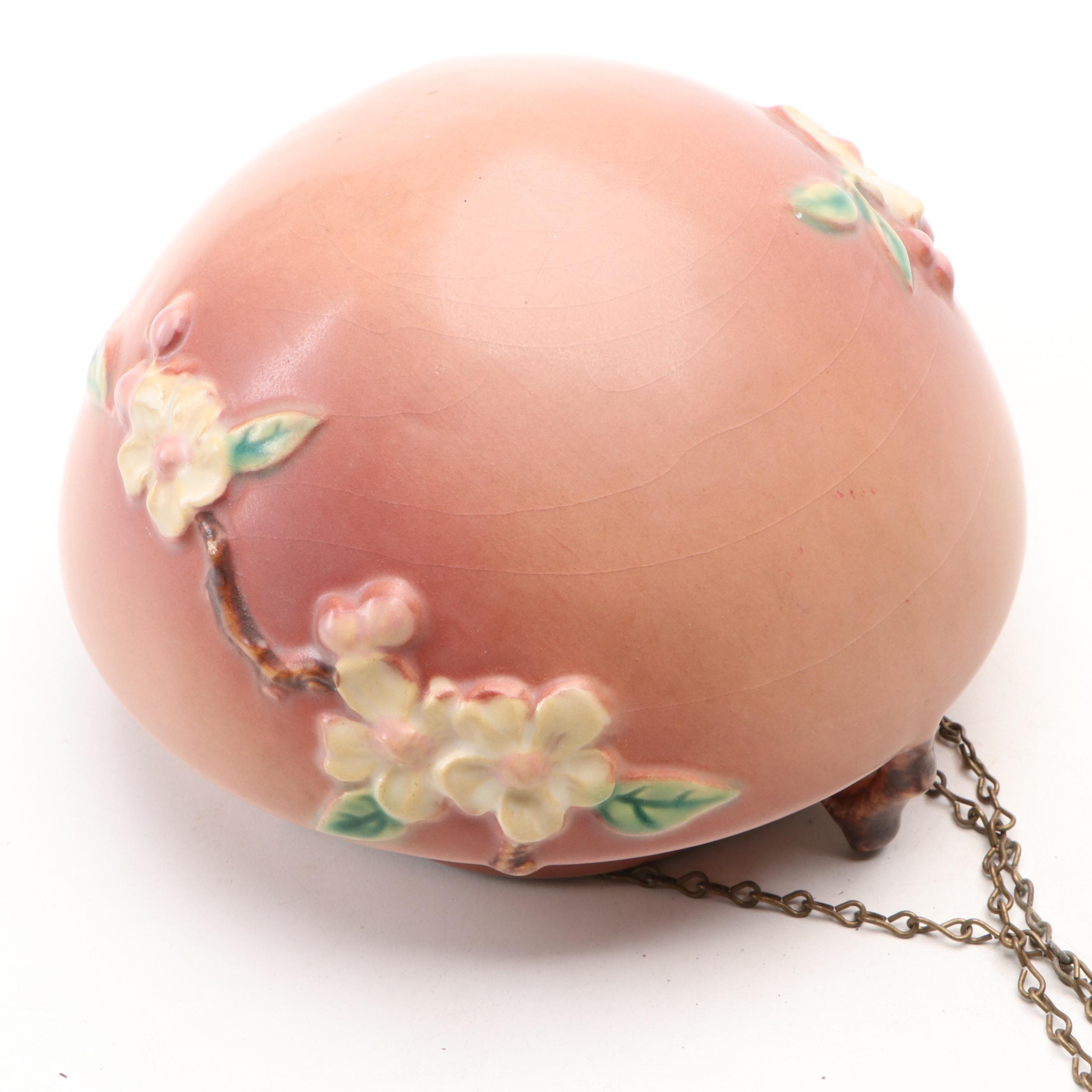 Roseville Pottery "Apple Blossom" Hanging Planter and "Clematis" Wall Pocket