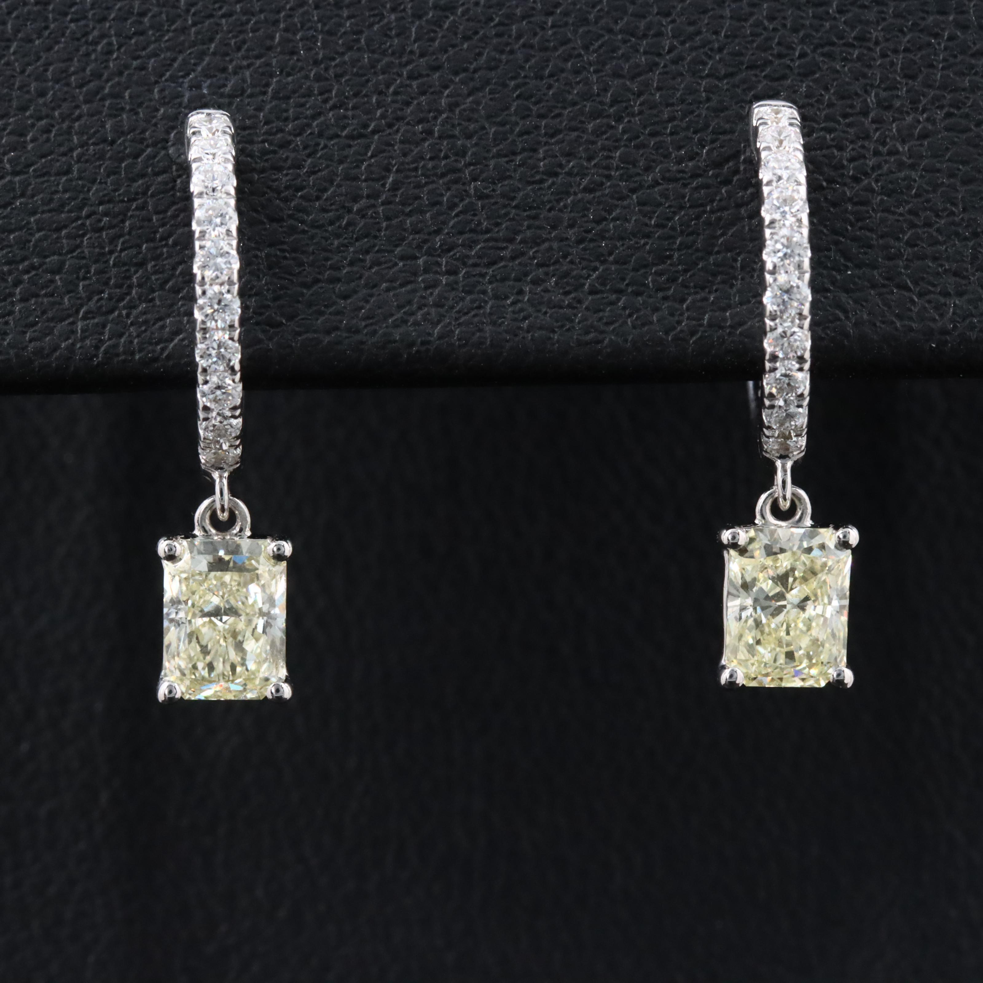 14K 2.23 CTW Lab Grown Diamond Earrings with Fancy Yellow and IGI Jewelry Report