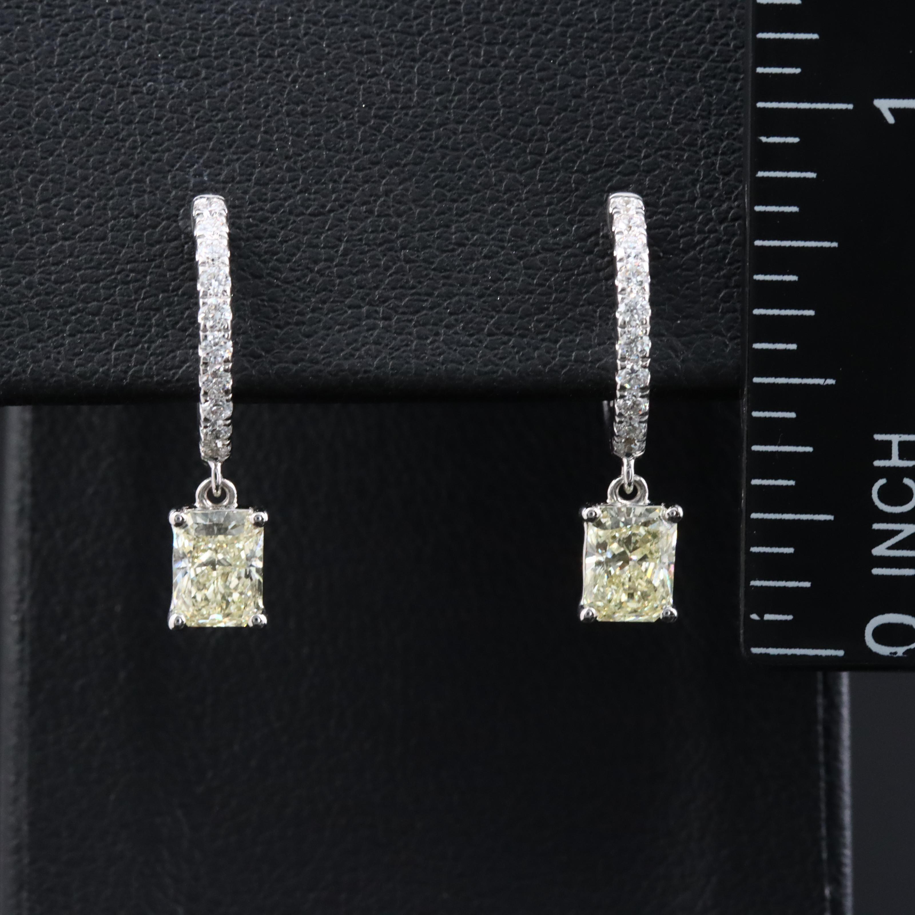 14K 2.23 CTW Lab Grown Diamond Earrings with Fancy Yellow and IGI Jewelry Report