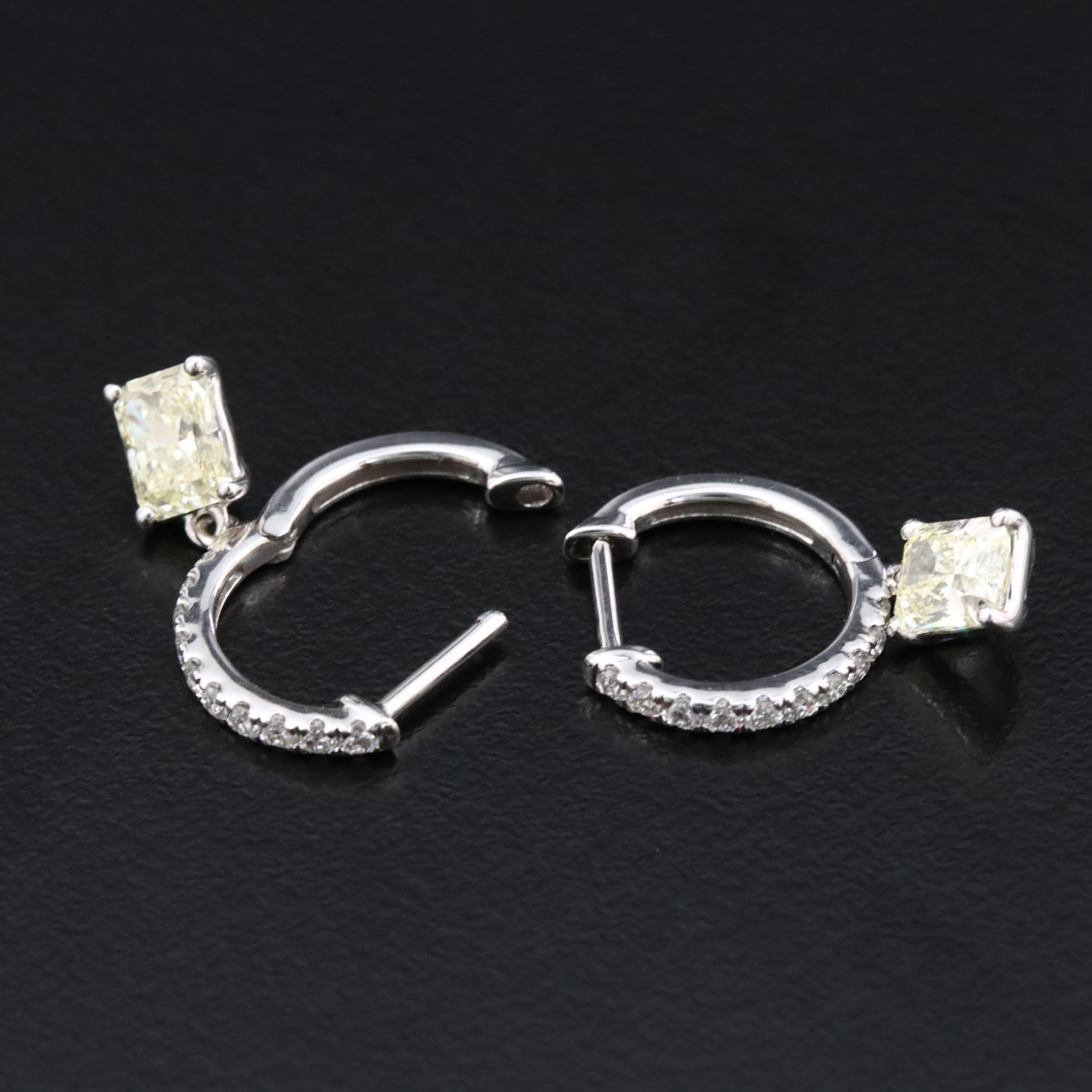 14K 2.23 CTW Lab Grown Diamond Earrings with Fancy Yellow and IGI Jewelry Report