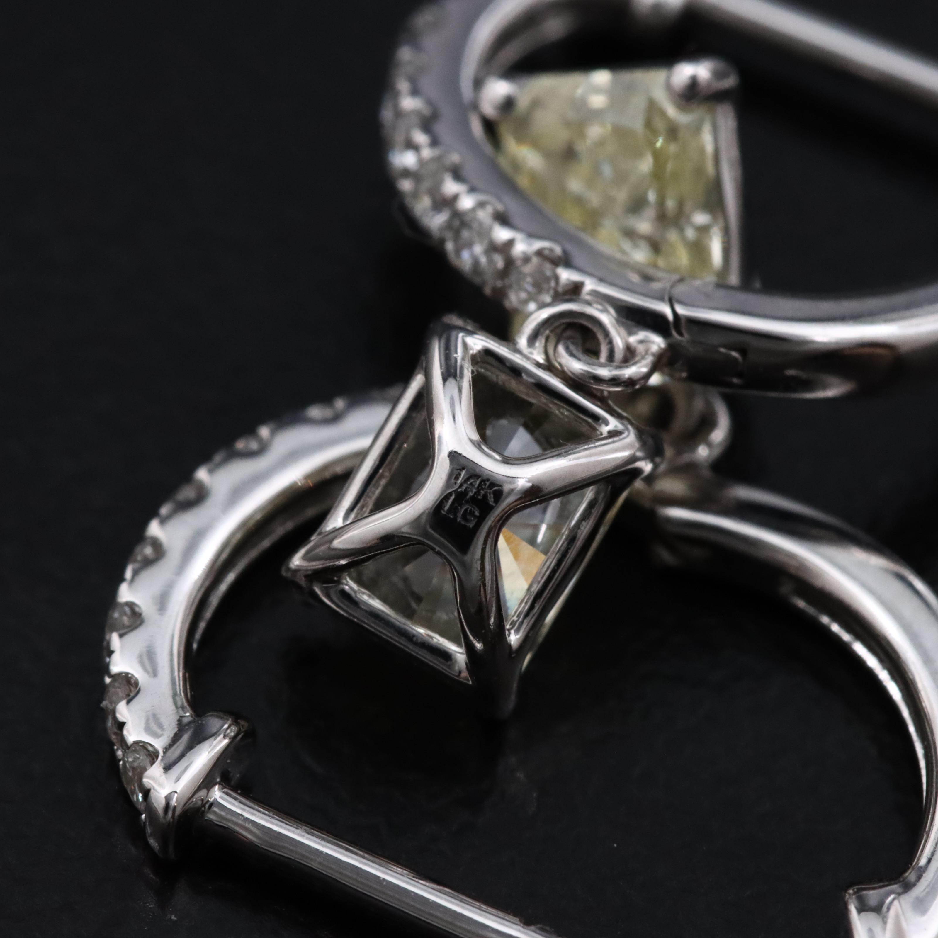 14K 2.23 CTW Lab Grown Diamond Earrings with Fancy Yellow and IGI Jewelry Report