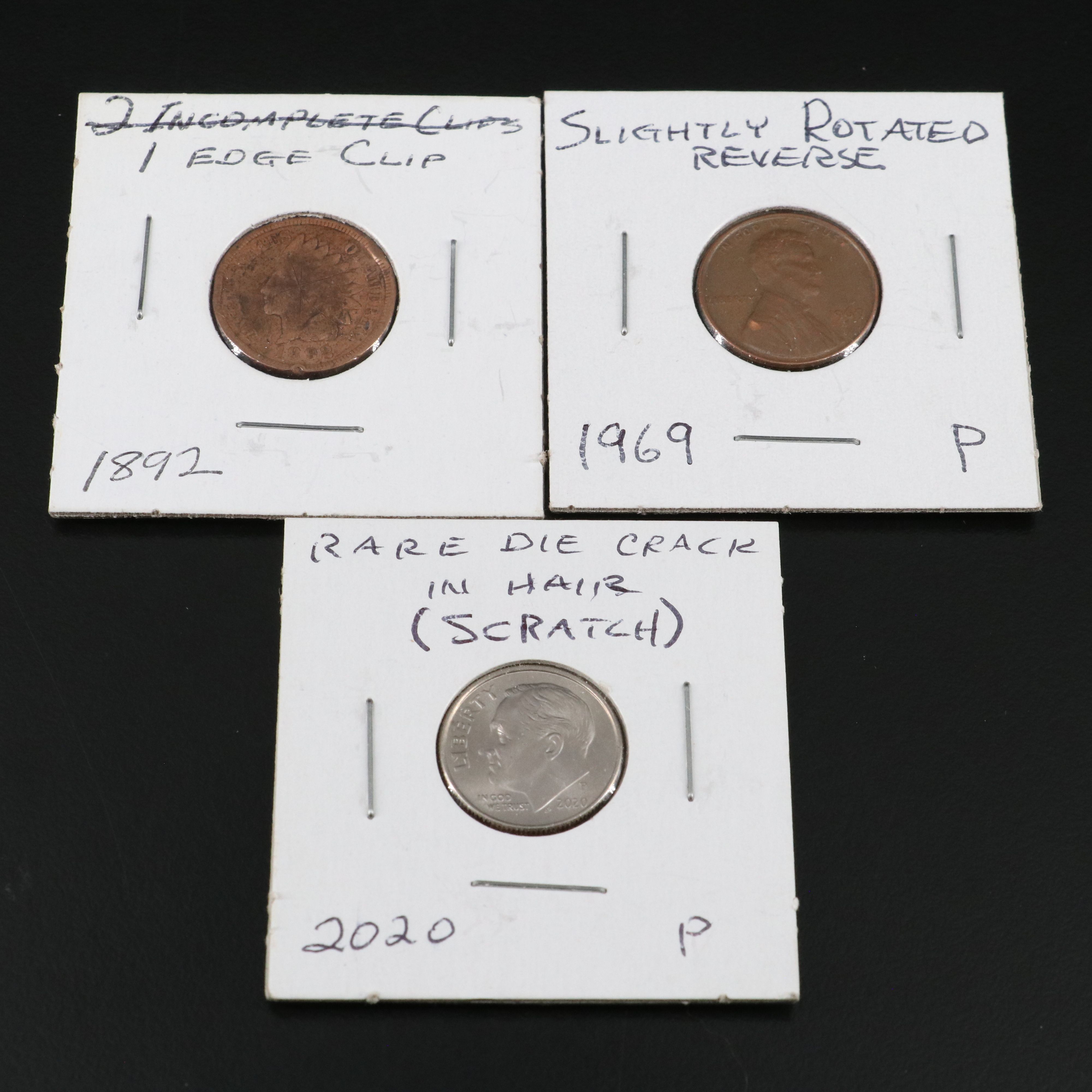Collection of Eight U.S. Coins with minor Varieties or Errors