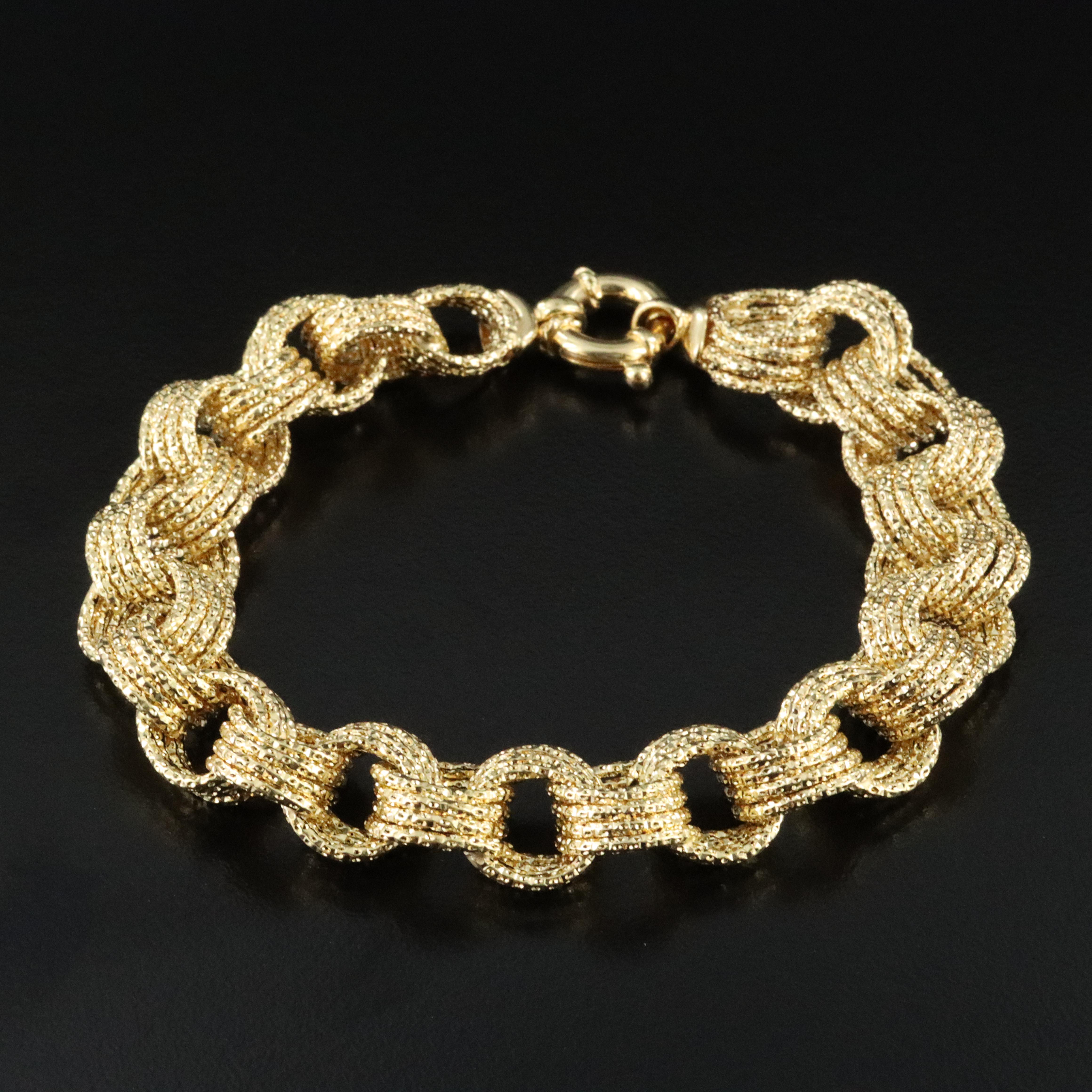 14K Diamond Cut Circle Link Bracelet
