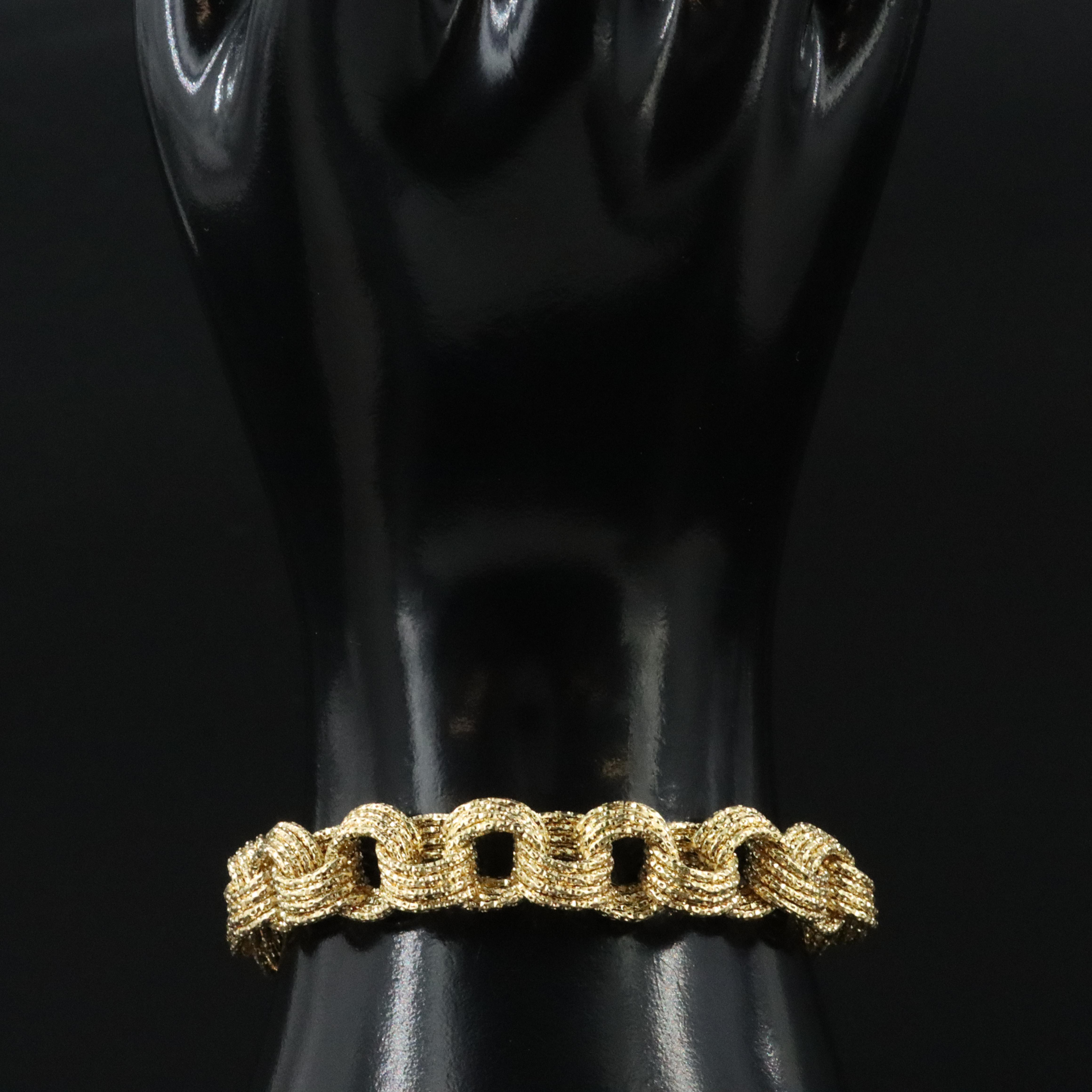 14K Diamond Cut Circle Link Bracelet