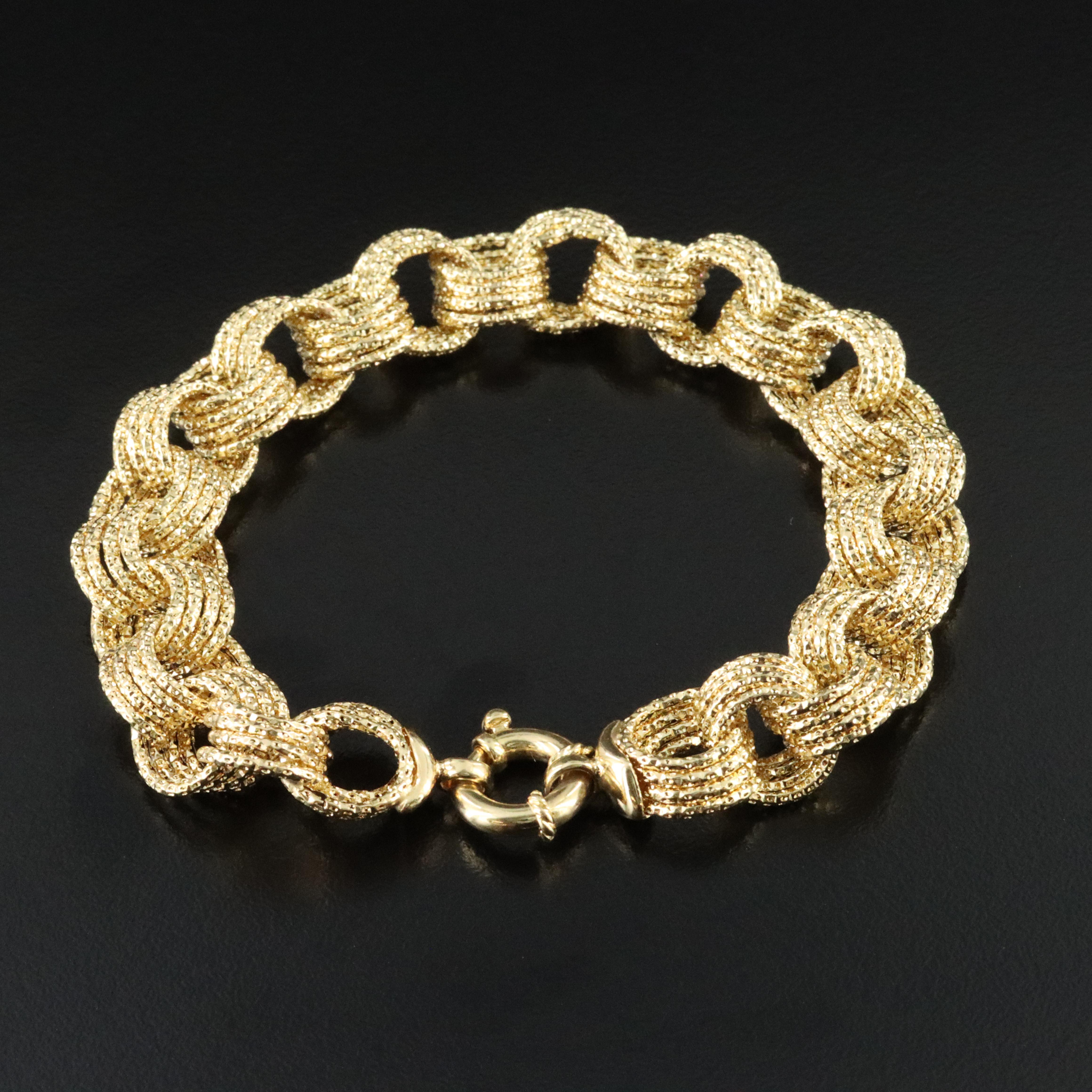 14K Diamond Cut Circle Link Bracelet