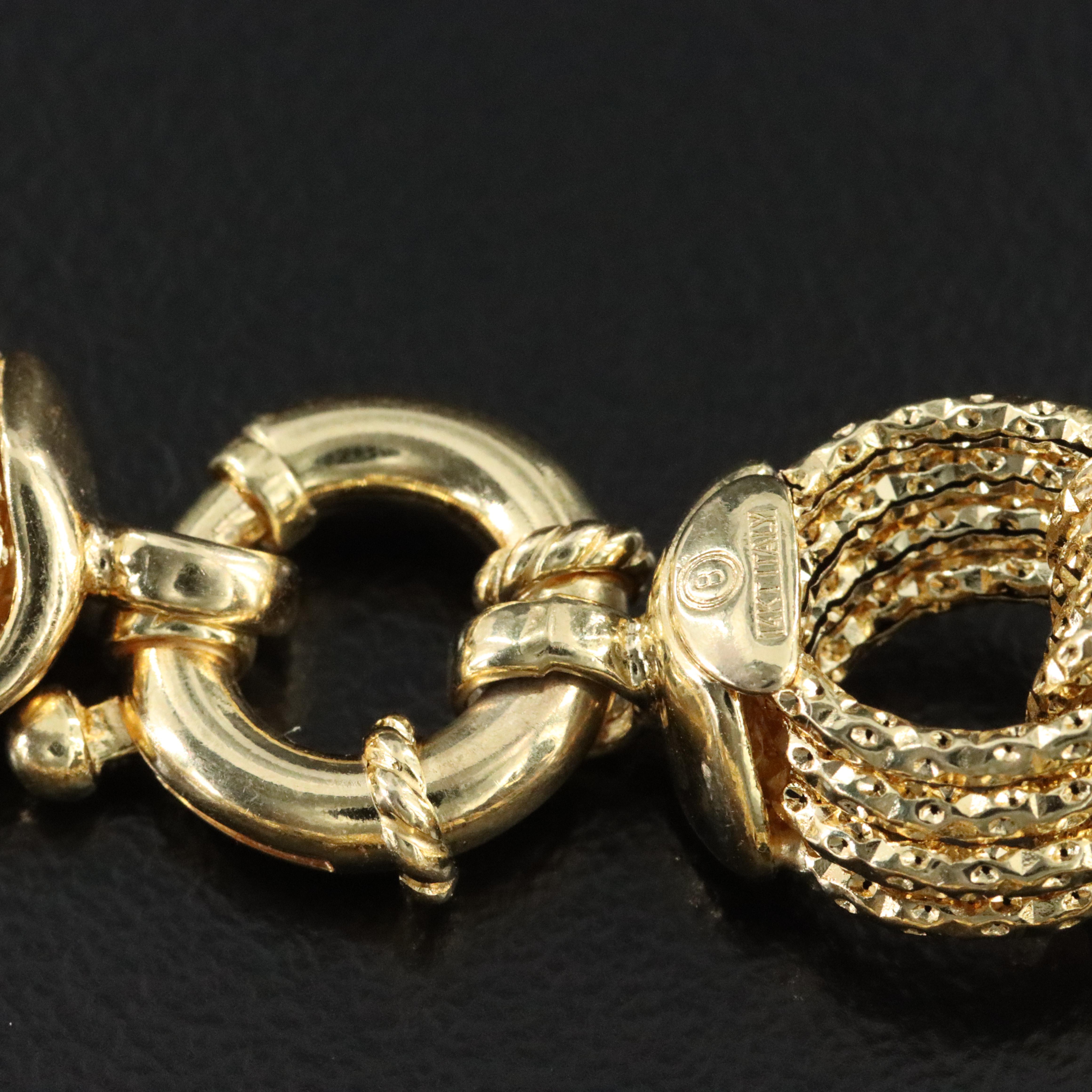 14K Diamond Cut Circle Link Bracelet