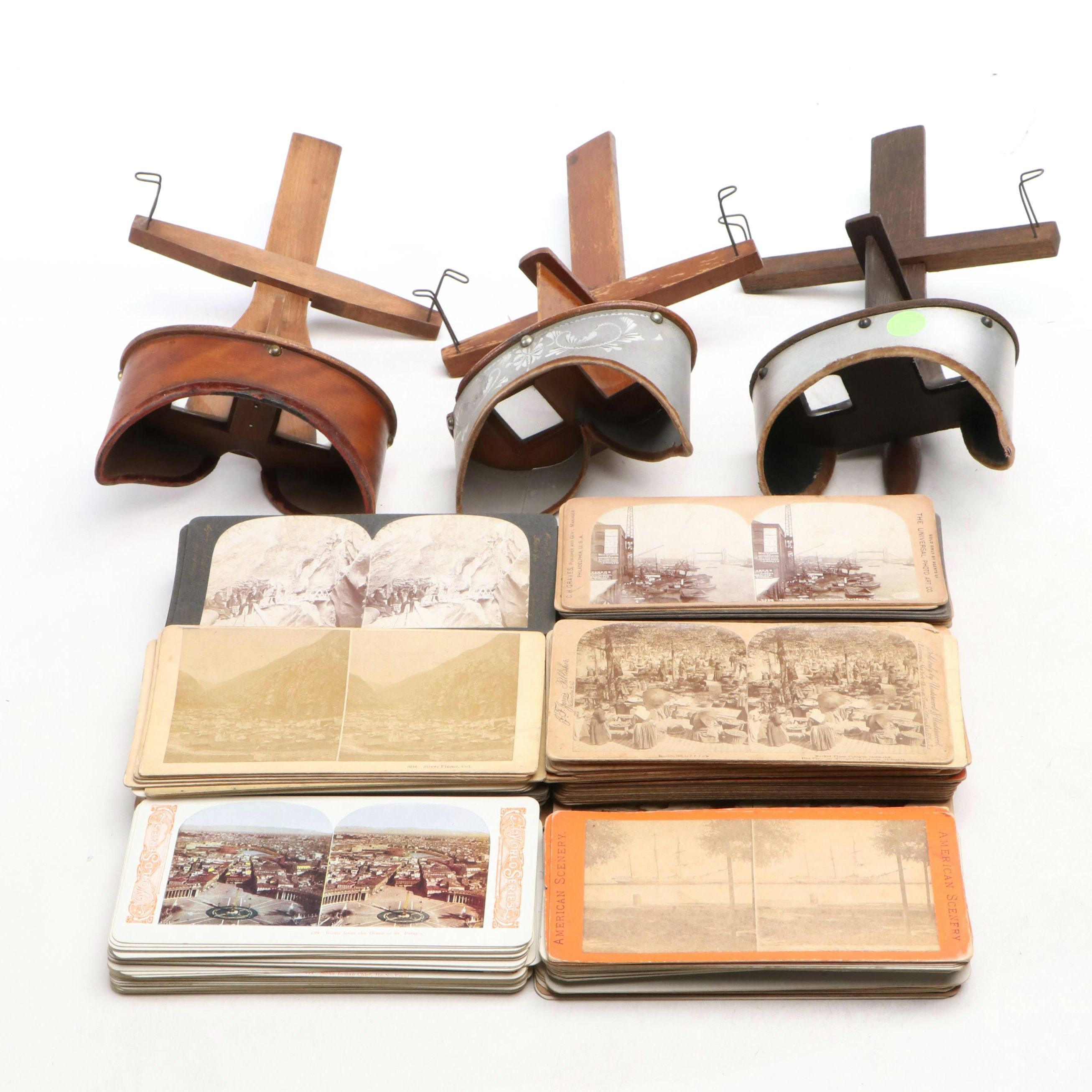 James M. Davis "The Saturnscope" with Other Stereoscopes and View Cards