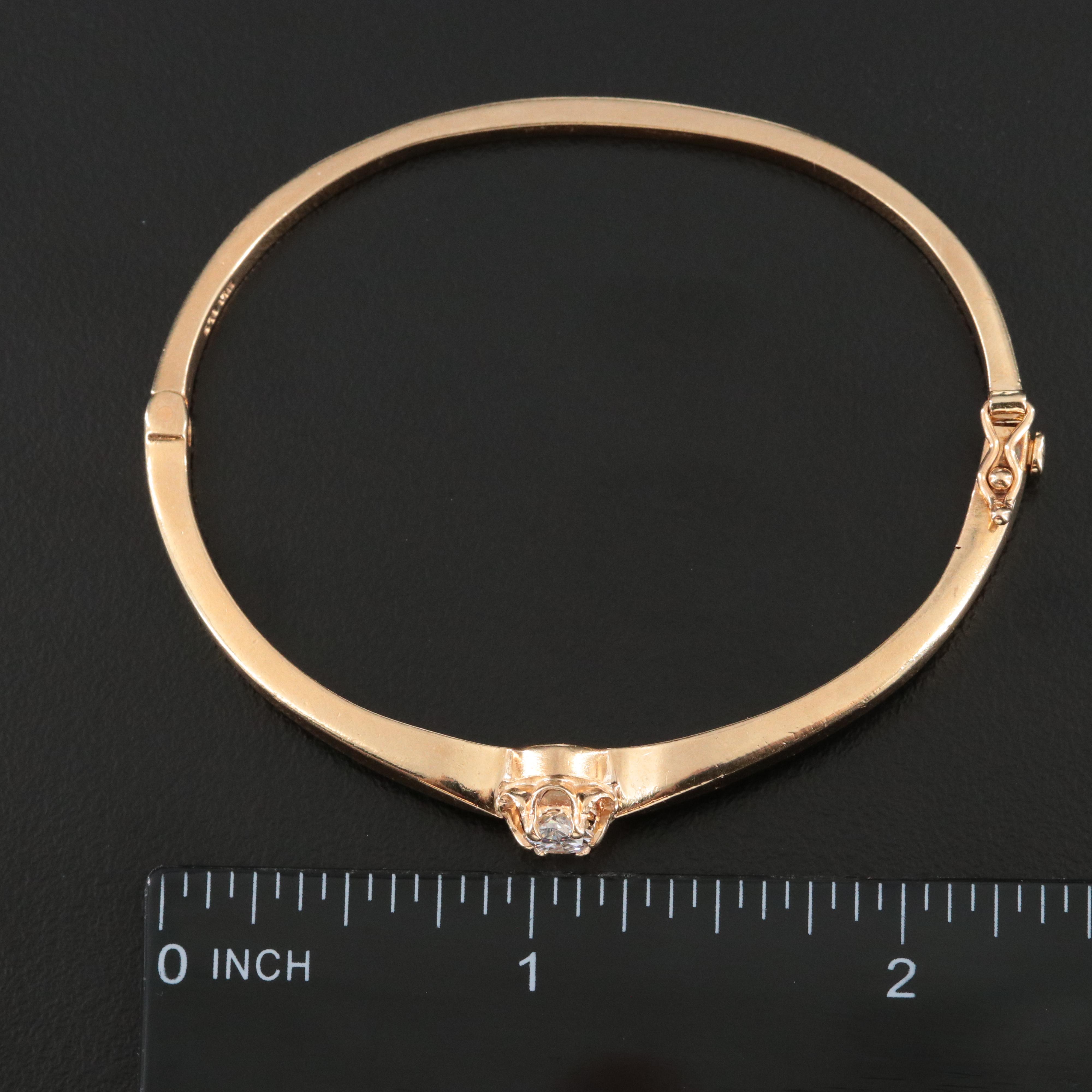 14K 0.47 CT Diamond Hinged Bangle Bracelet