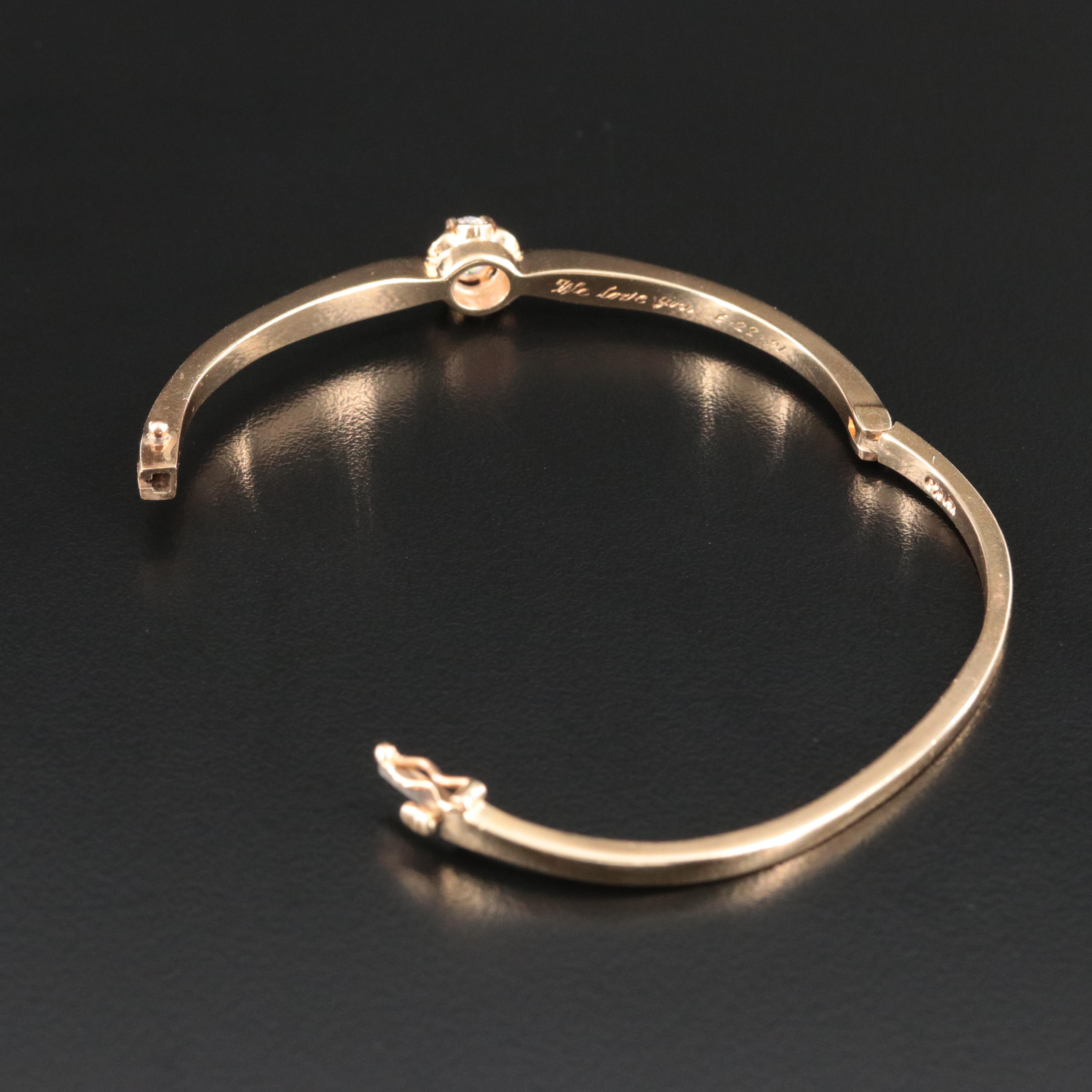 14K 0.47 CT Diamond Hinged Bangle Bracelet