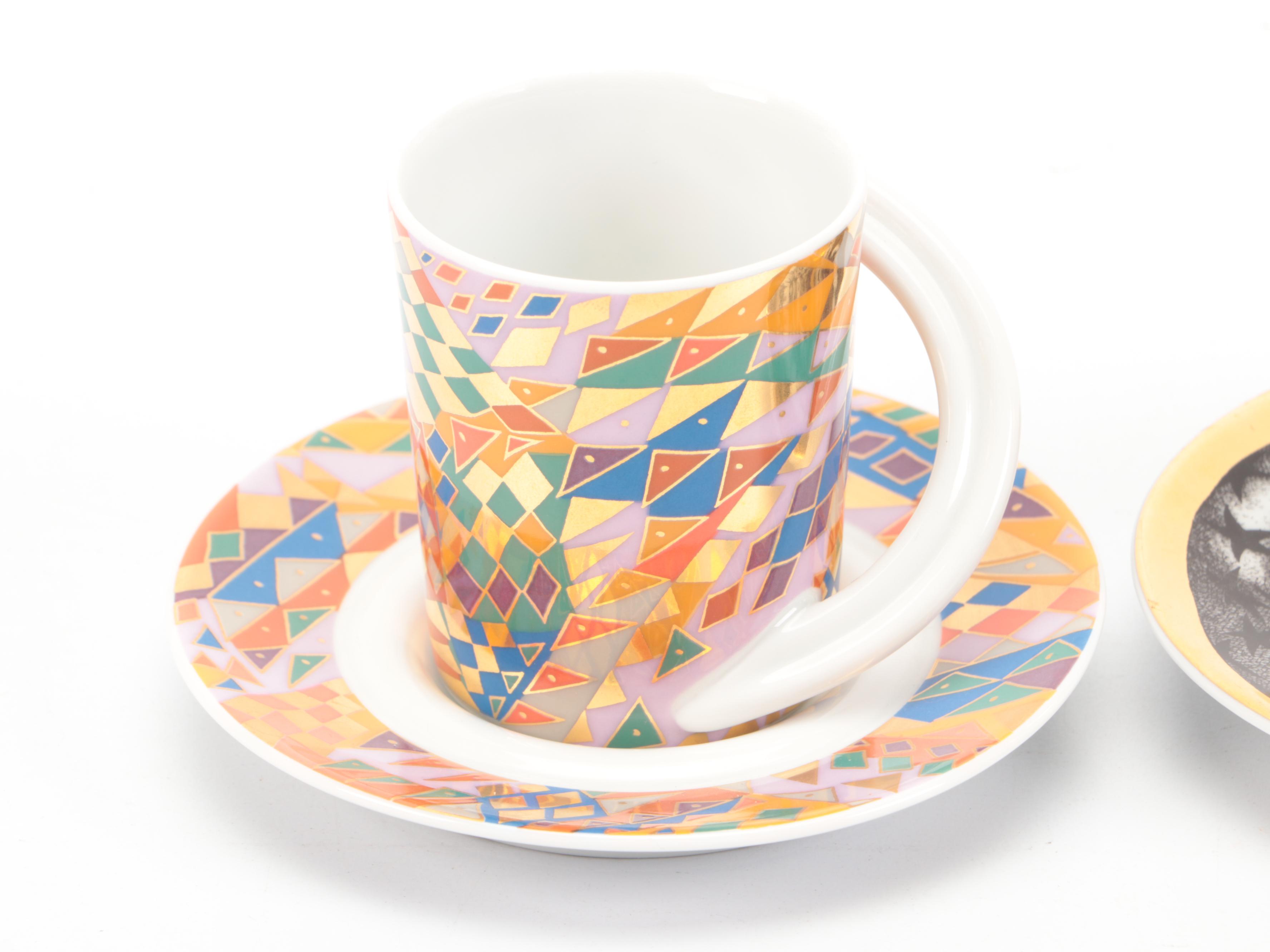 Rosenthal "Espresso-Sammeltasse" Porcelain Cups and Saucers with Other