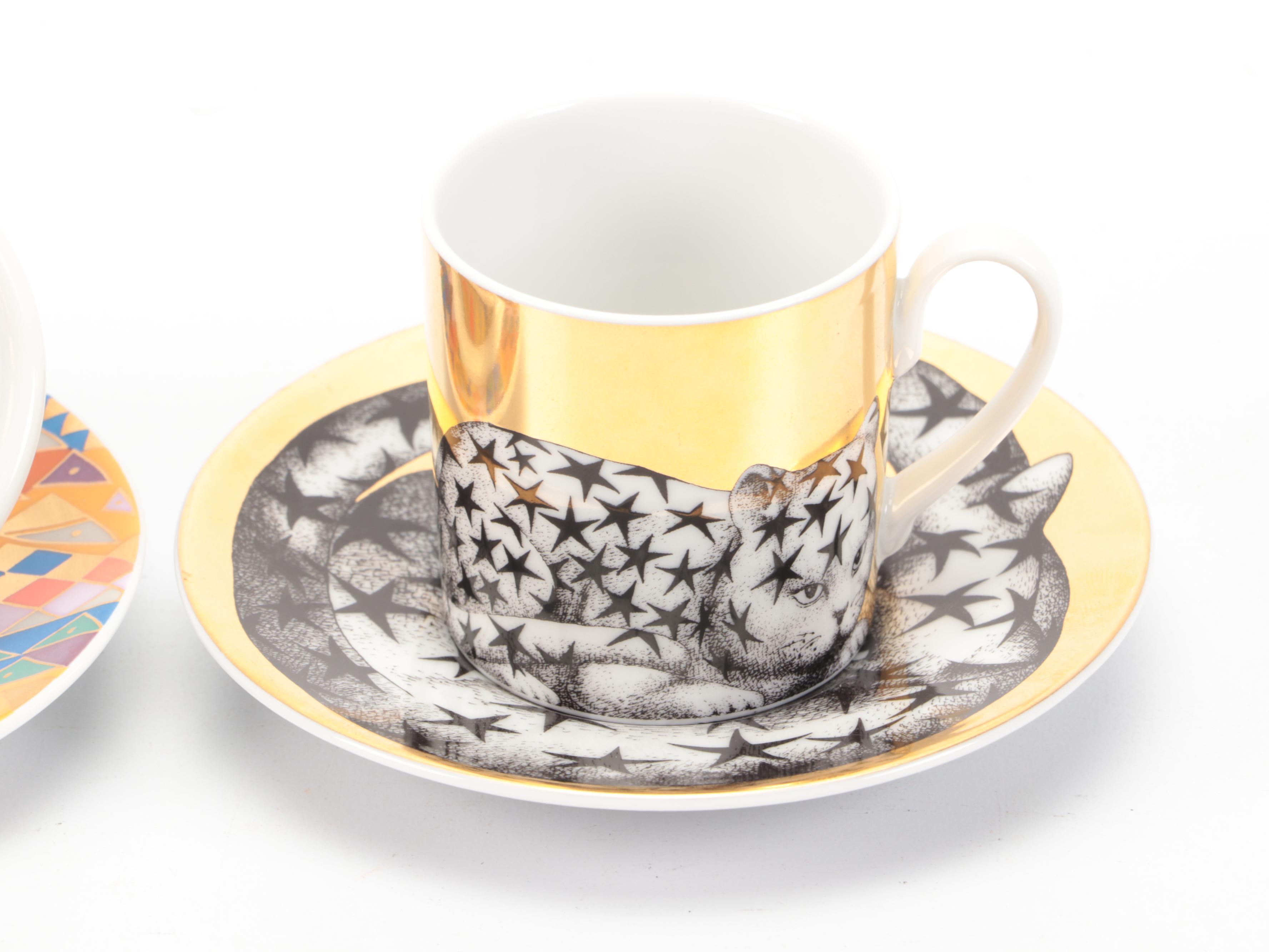 Rosenthal "Espresso-Sammeltasse" Porcelain Cups and Saucers with Other