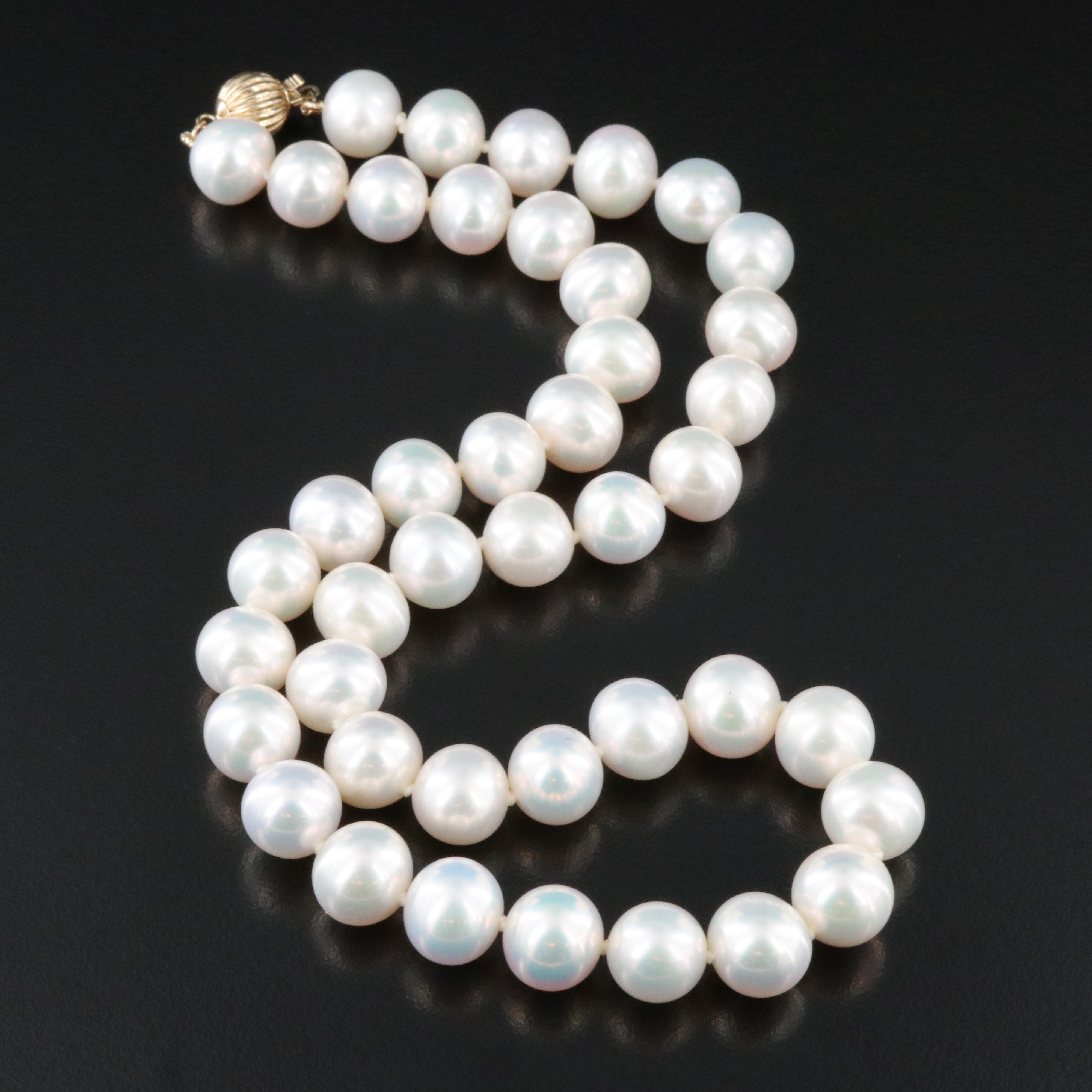 Semi Baroque  Pearl Necklace with 14K Clasp
