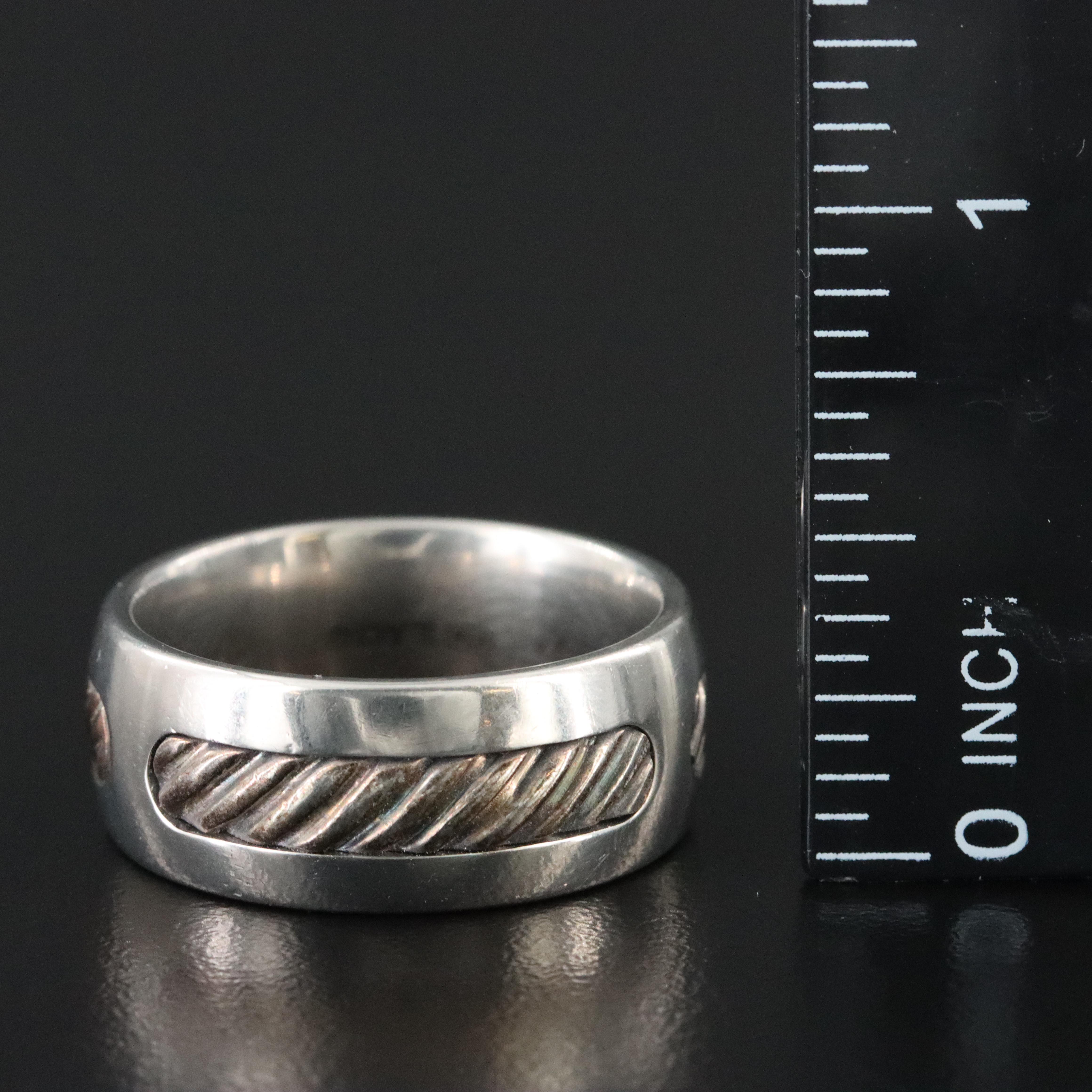 David Yurman Titatanium and Sterling Cable Inset Ring