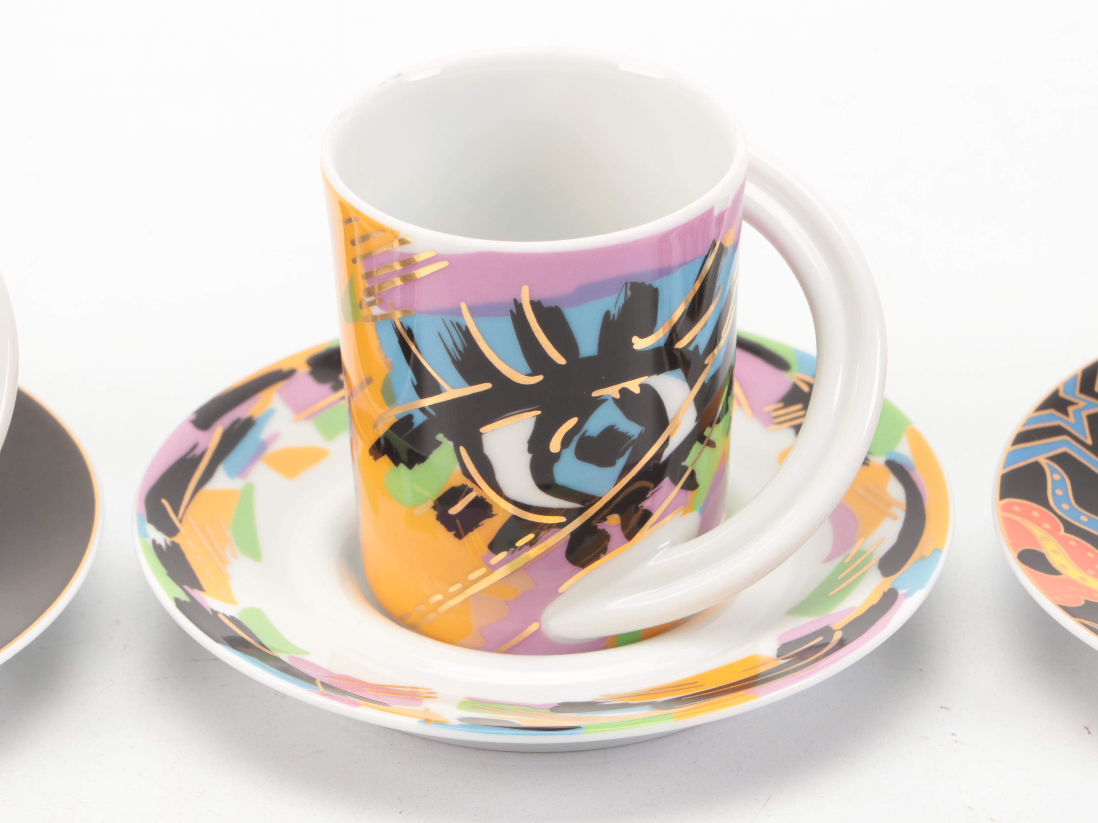 Rosenthal "Espresso-Sammeltasse" Porcelain Cups and Saucers with Other