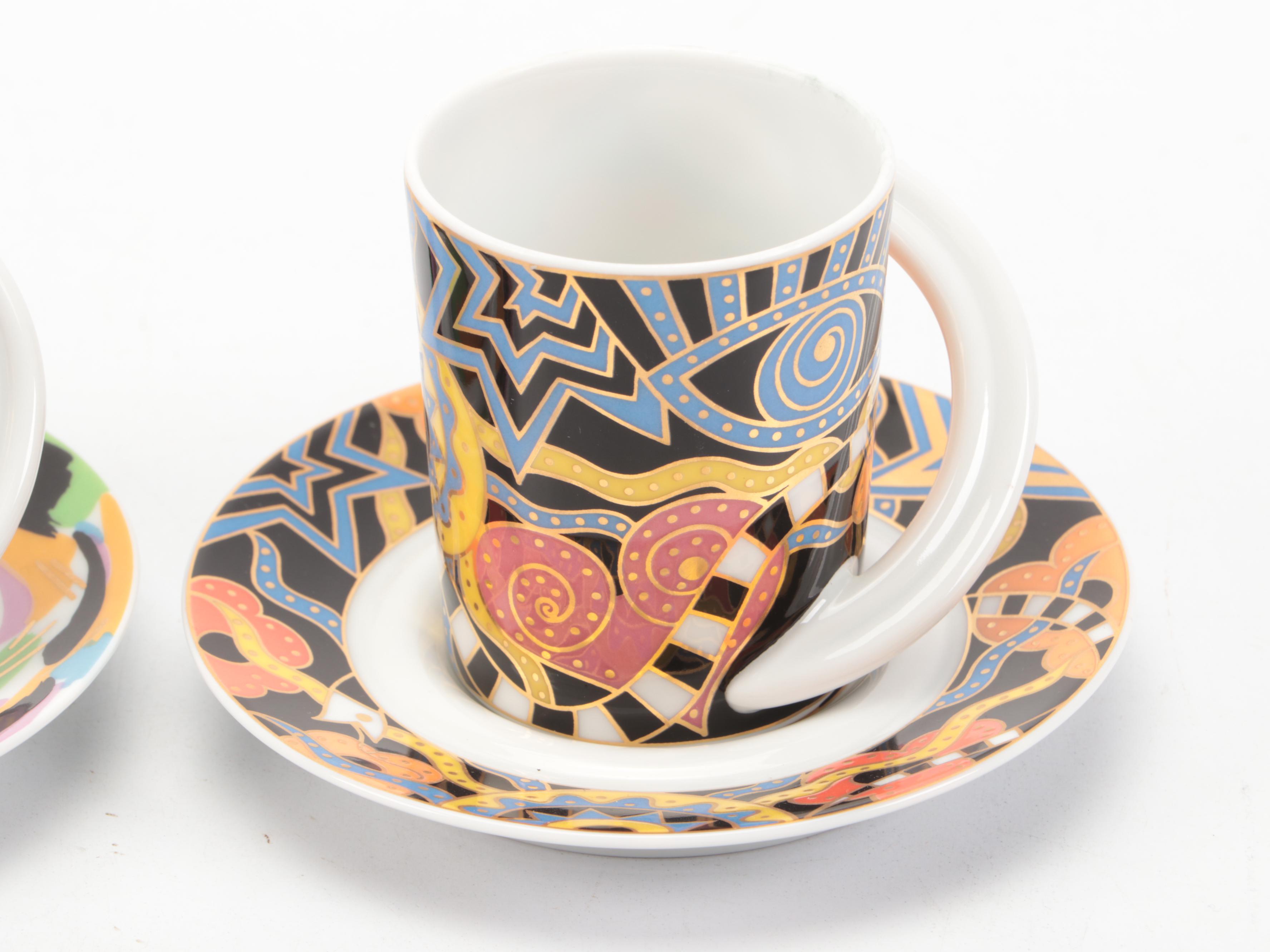 Rosenthal "Espresso-Sammeltasse" Porcelain Cups and Saucers with Other