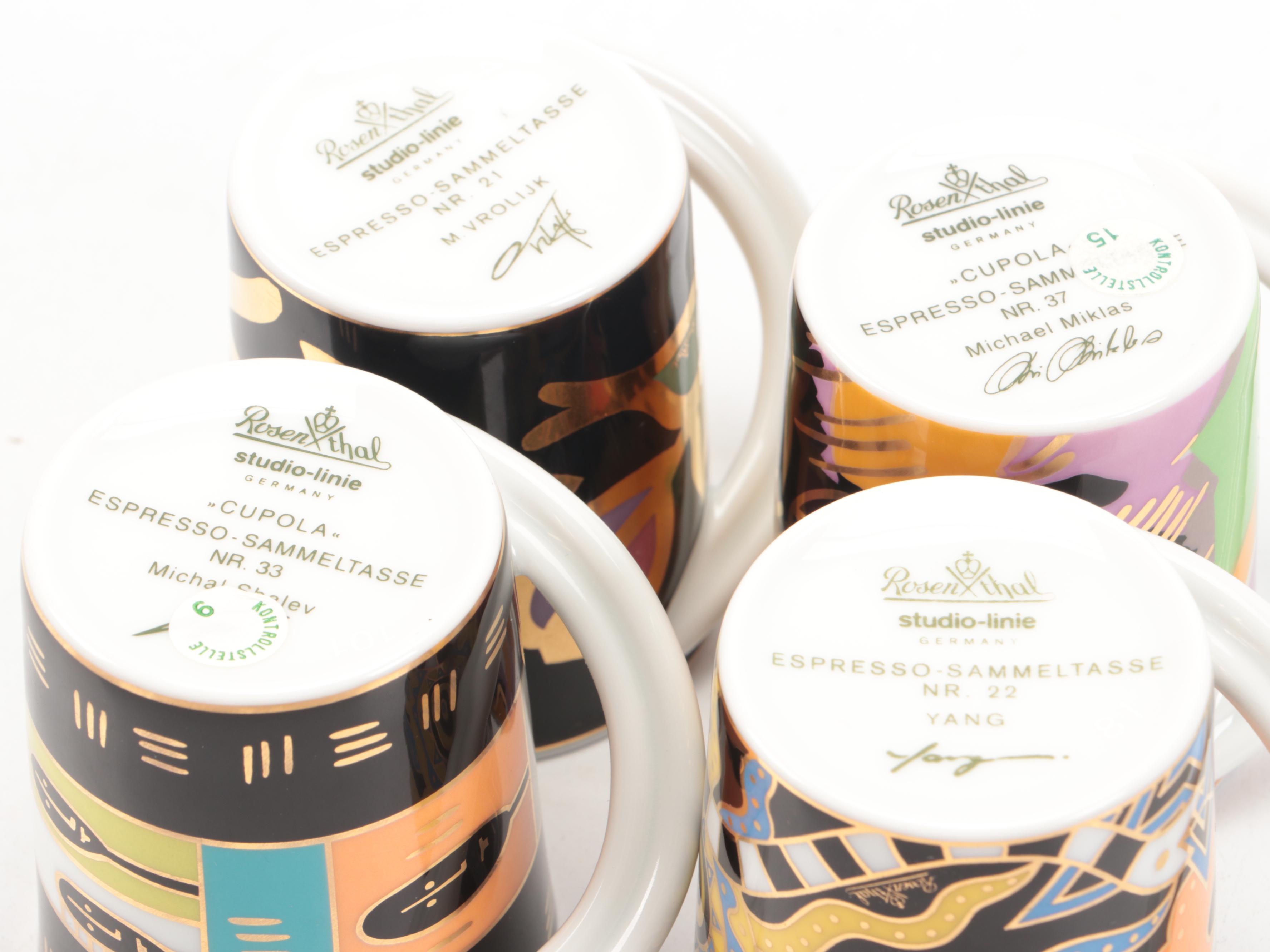 Rosenthal "Espresso-Sammeltasse" Porcelain Cups and Saucers with Other