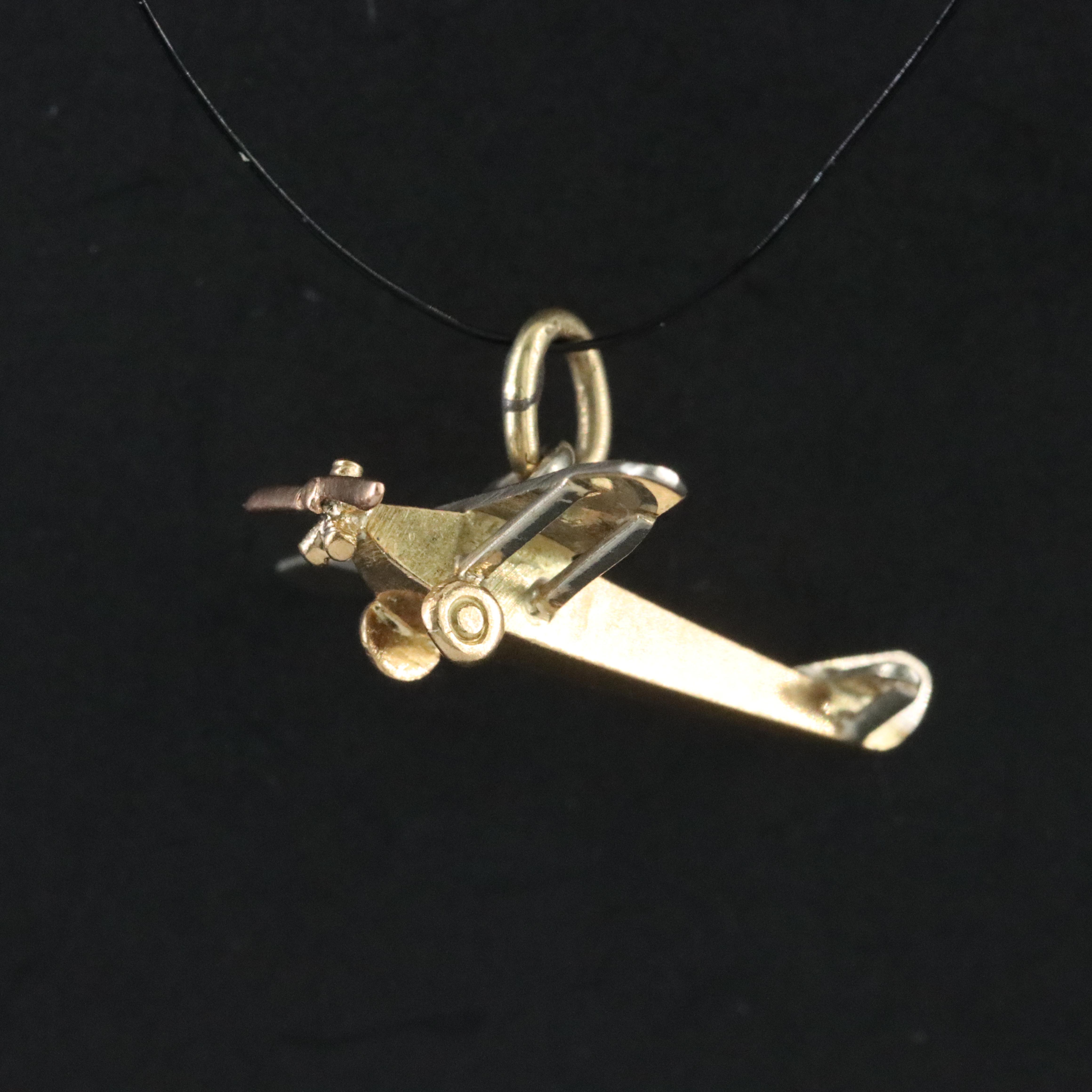 18K Two-Tone Plane Charm