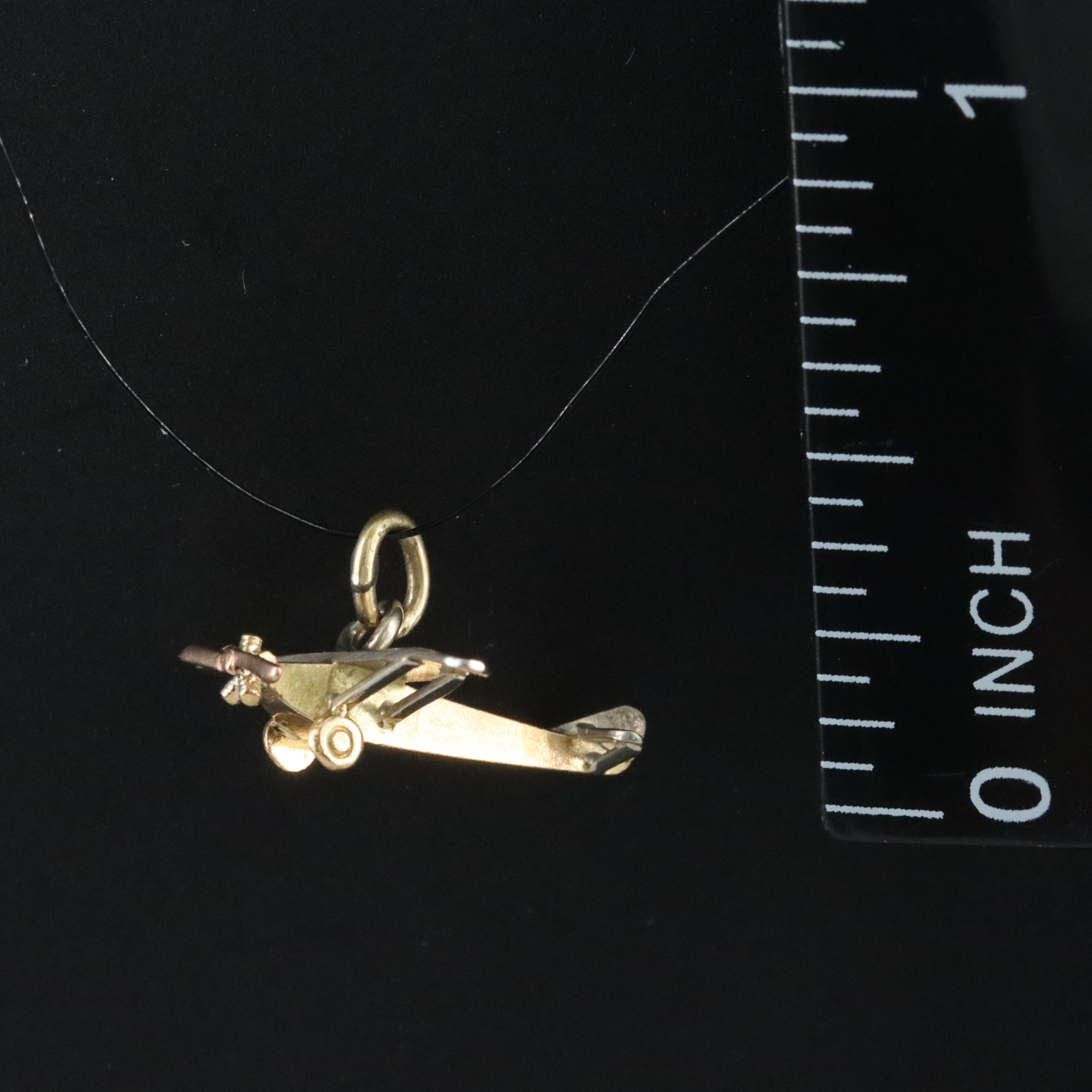 18K Two-Tone Plane Charm