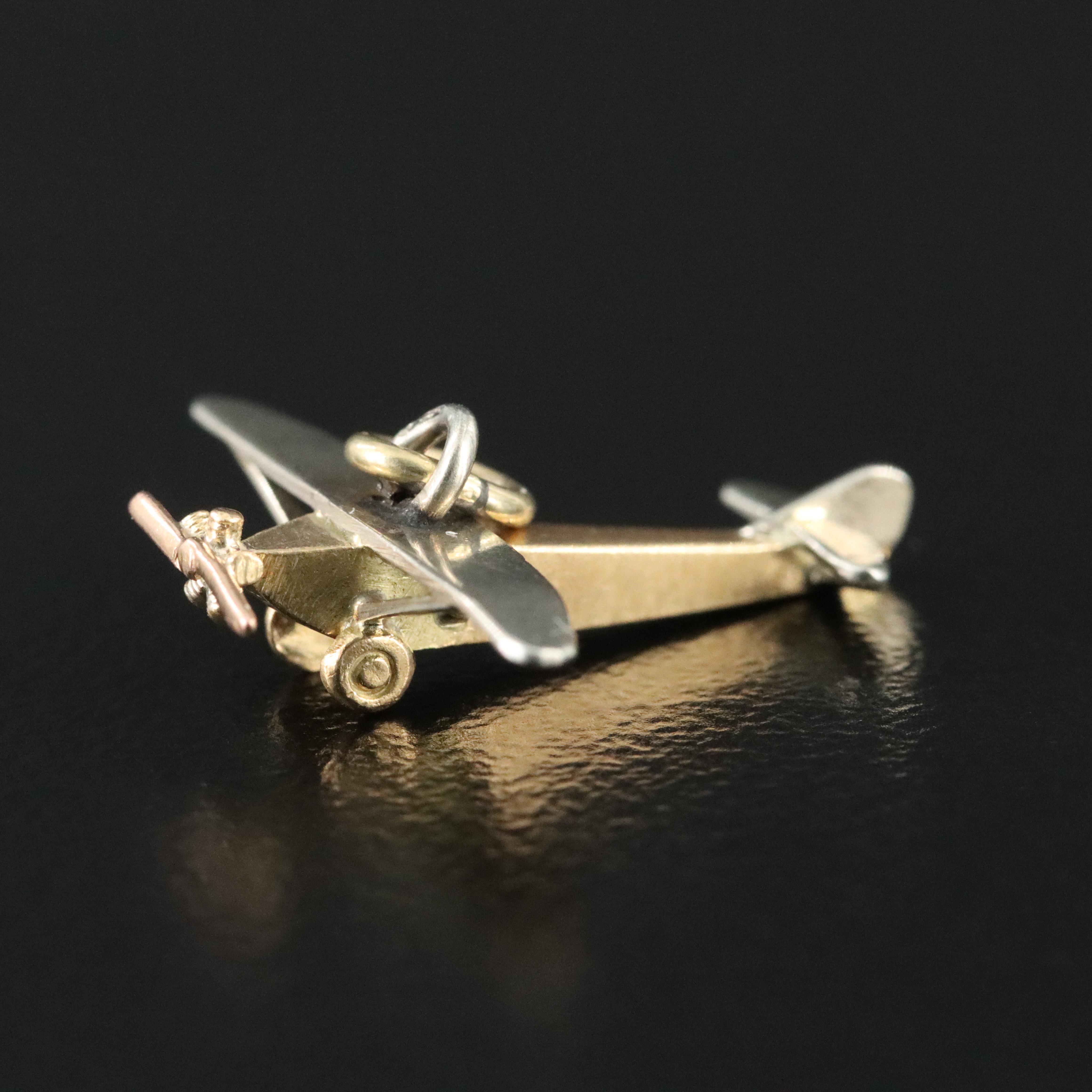 18K Two-Tone Plane Charm