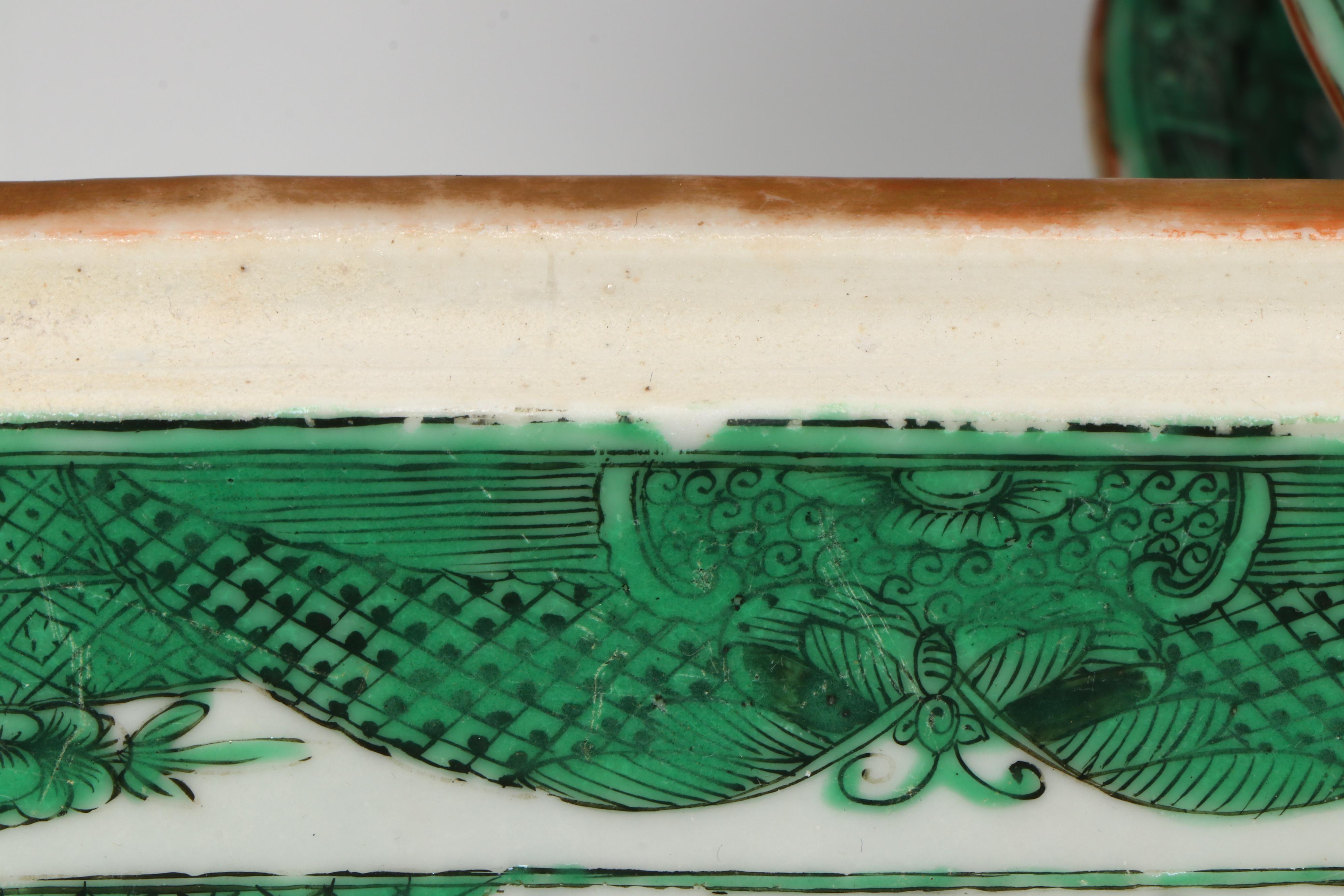 Antique Chinese Export "Fitzhugh Green" Porcelain Serveware, 19th Century