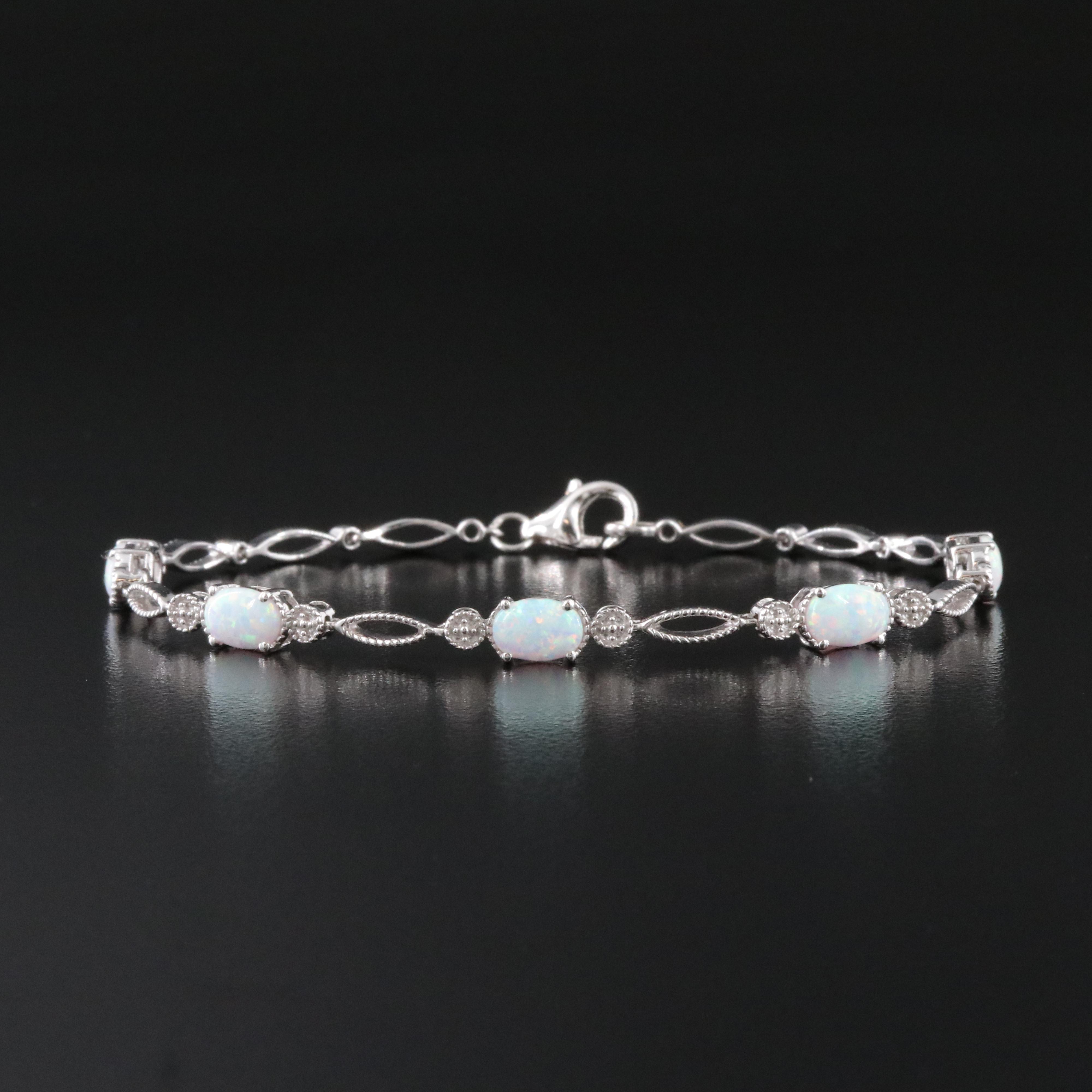 Sterling Opal Station Bracelet