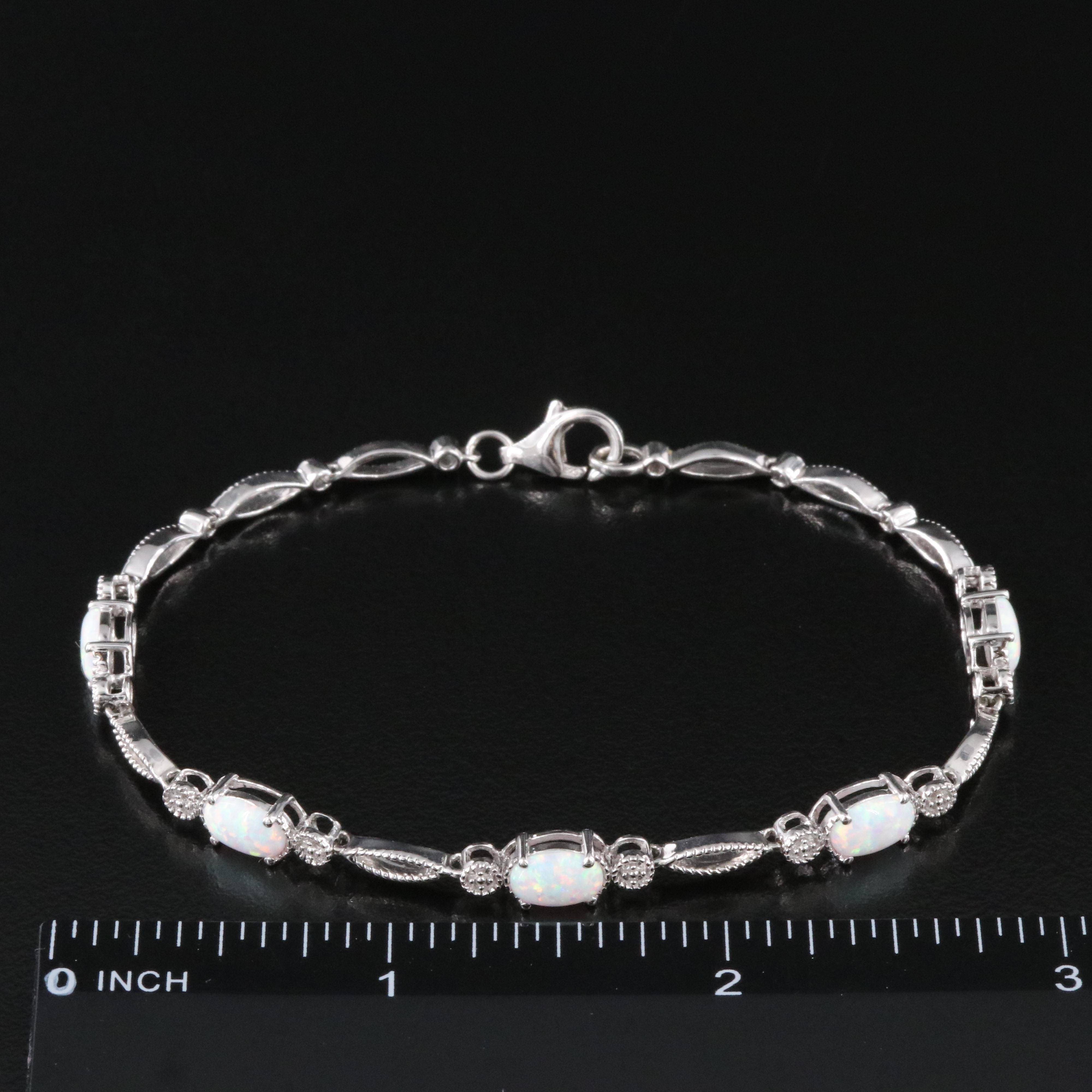 Sterling Opal Station Bracelet