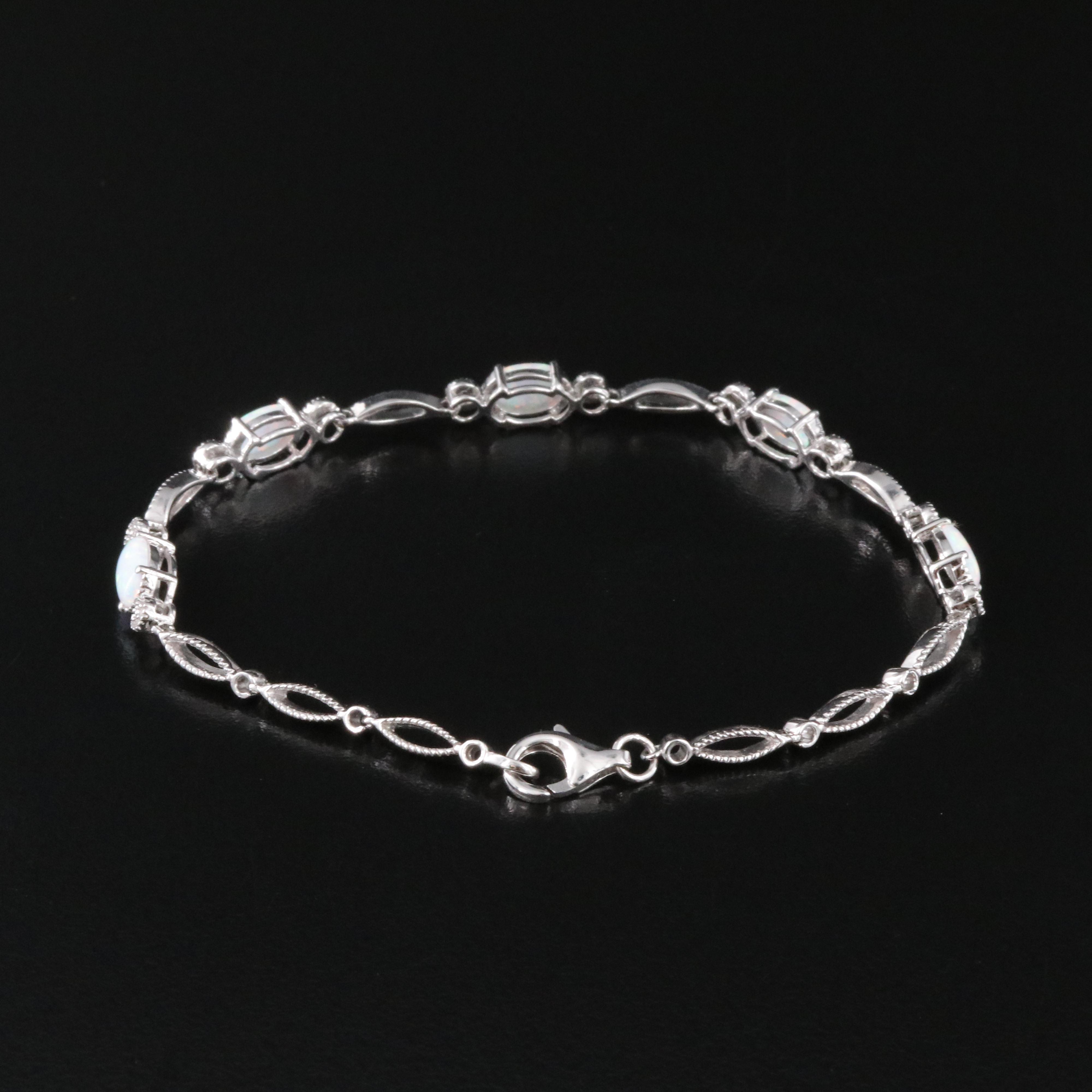 Sterling Opal Station Bracelet