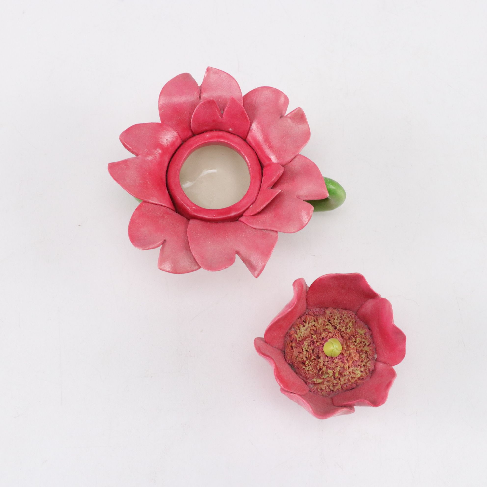 Fenton Pink Ruffle Glass Rose Bowl, Irish Dresden Cottage & Flower Teapot Box