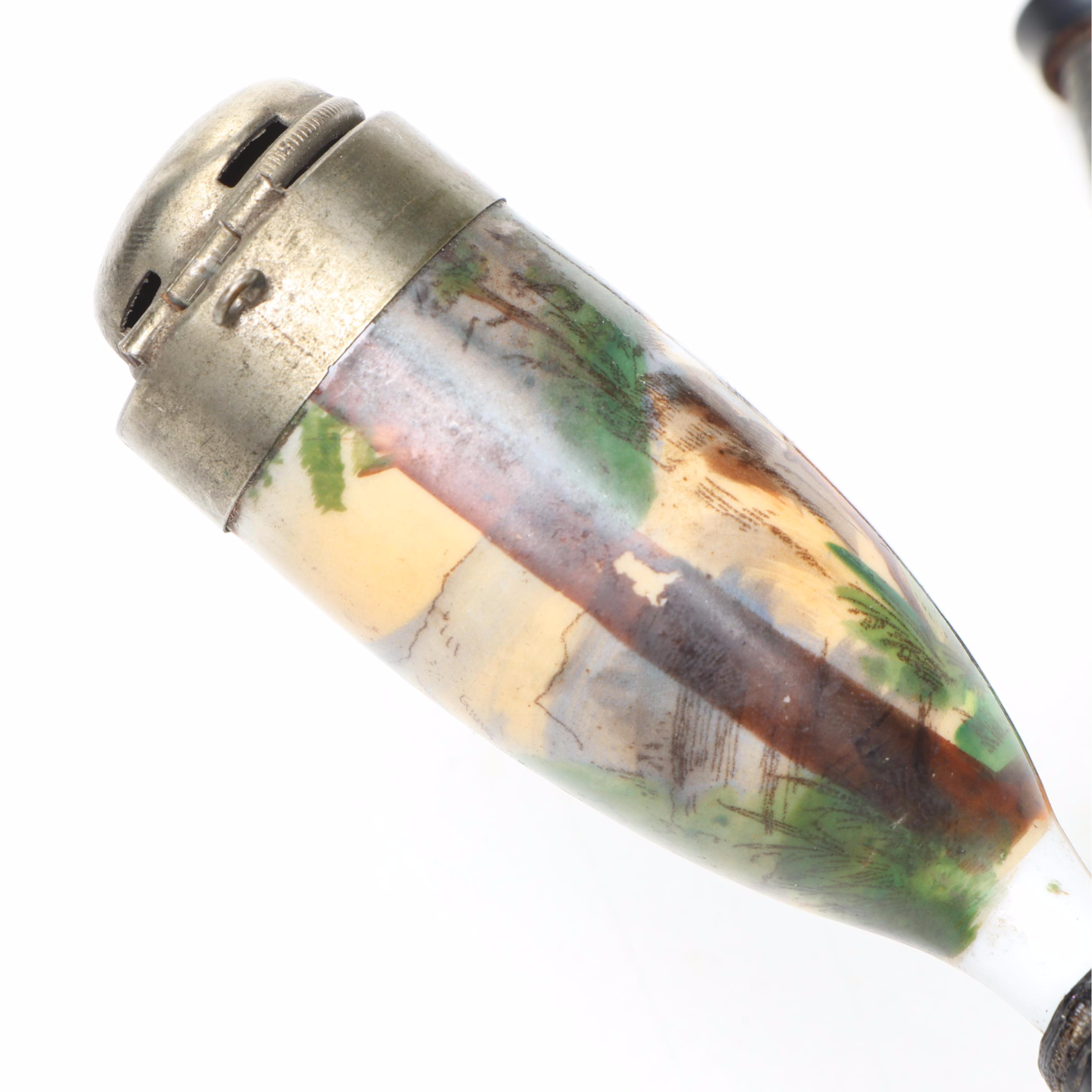 German Horn and Porcelain Tobacco Pipe