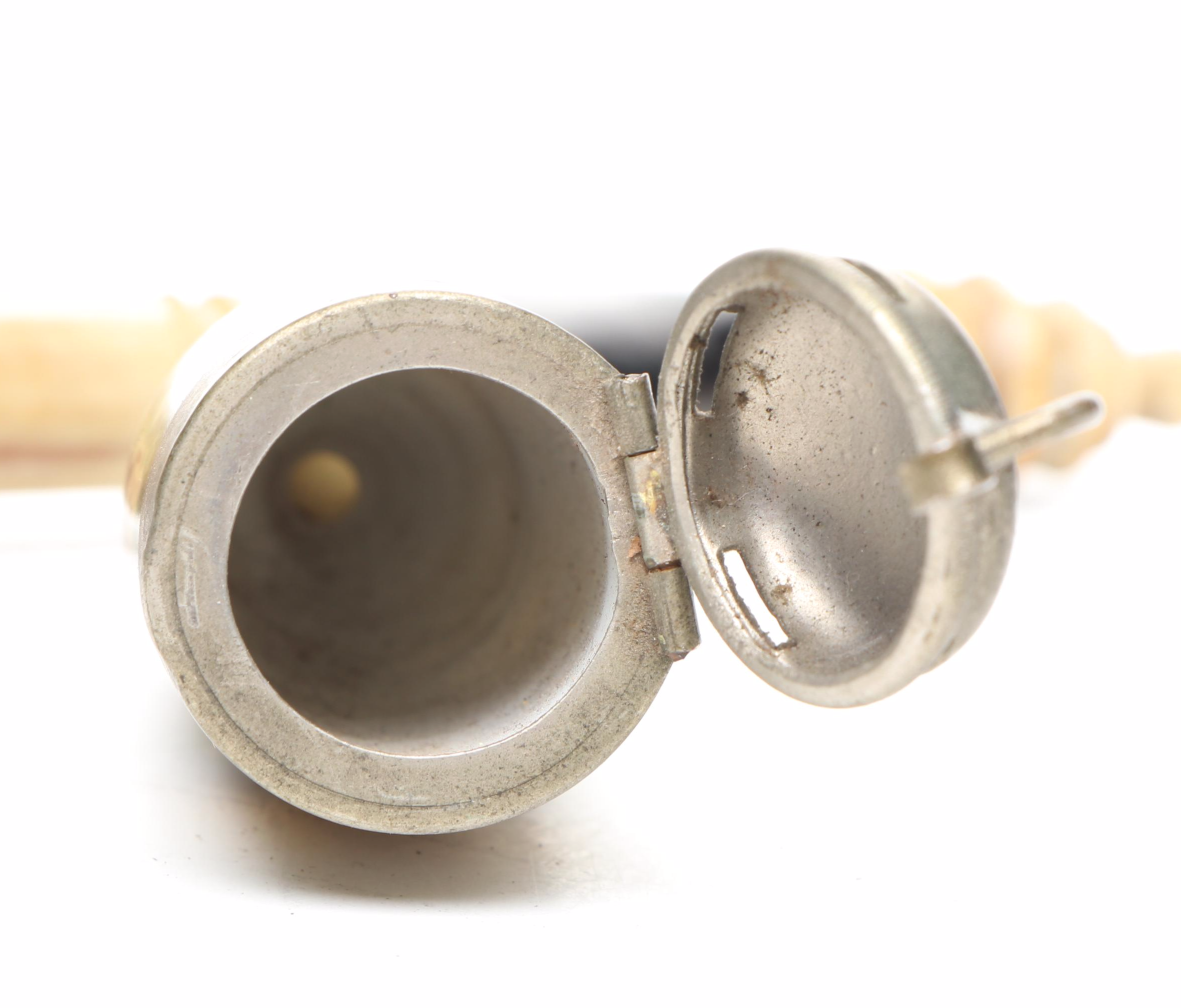 German Horn and Porcelain Tobacco Pipe
