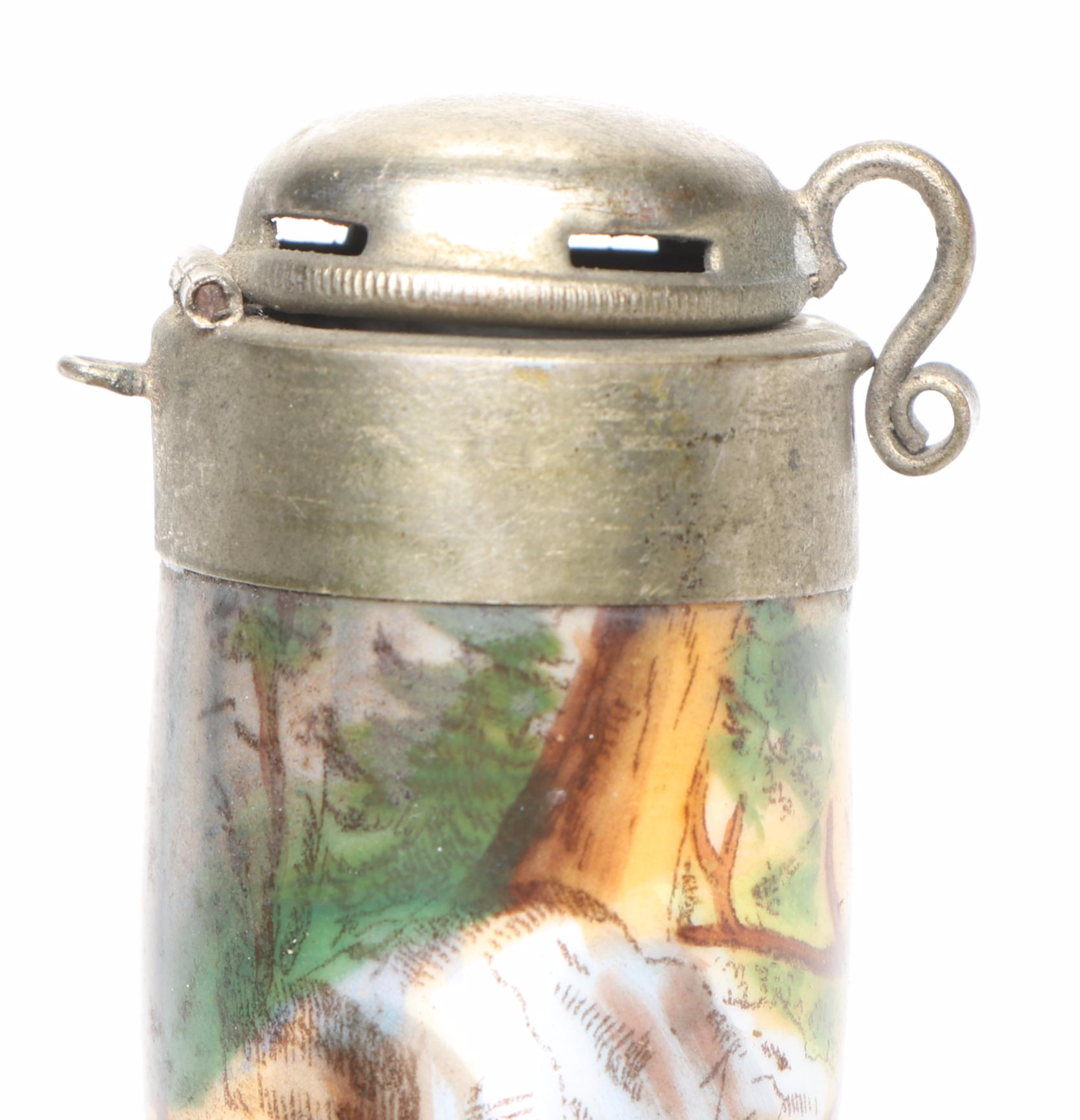 German Horn and Porcelain Tobacco Pipe