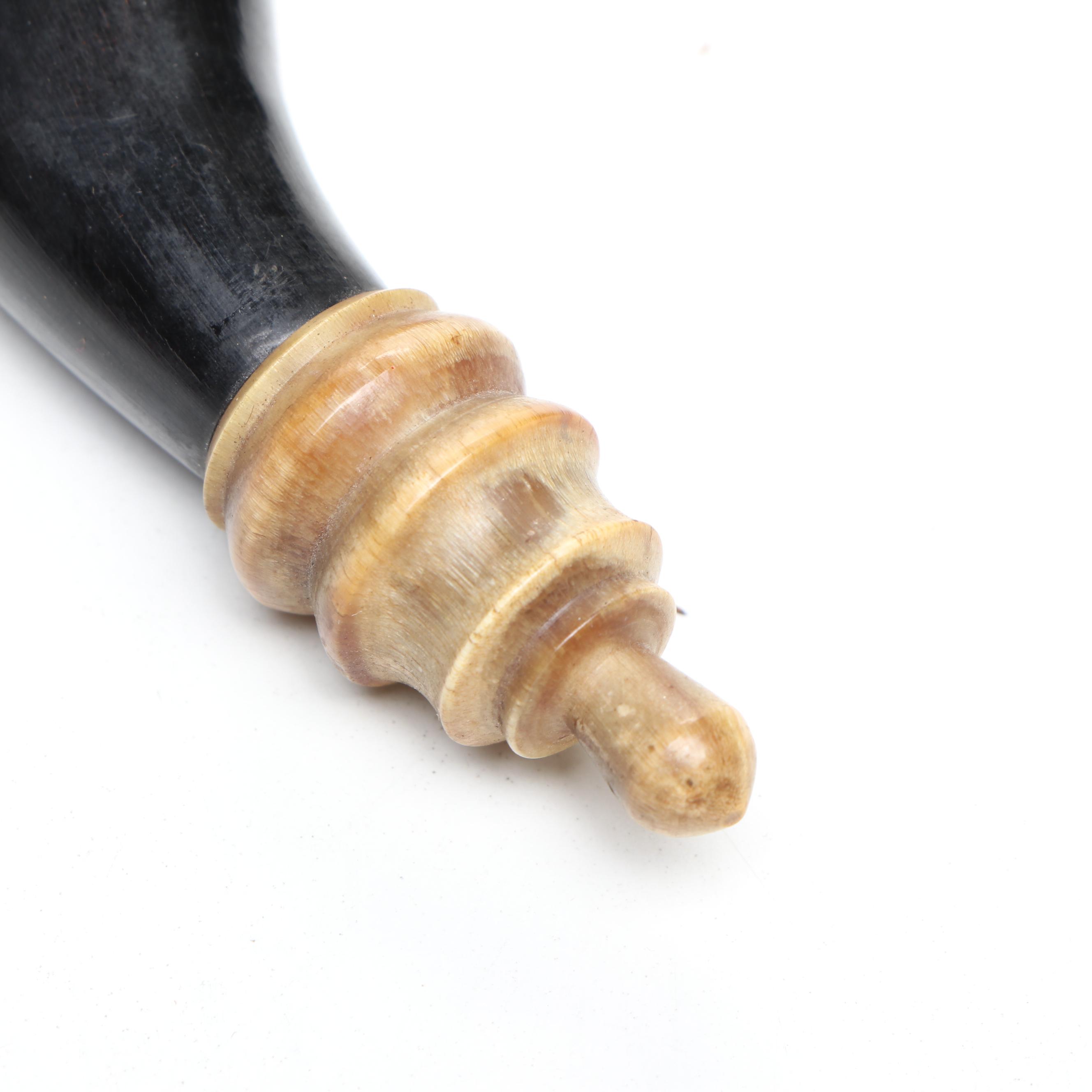 German Horn and Porcelain Tobacco Pipe