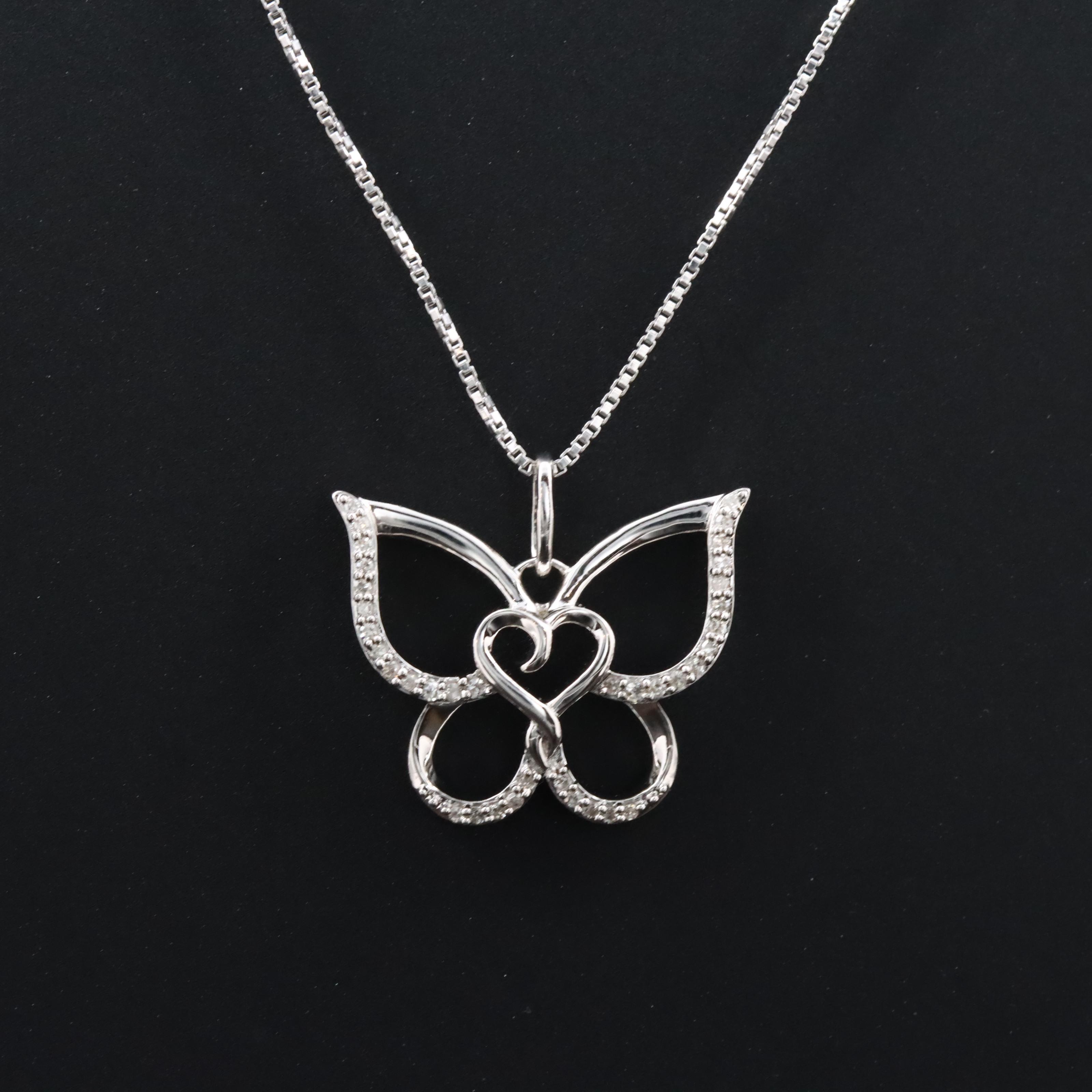 Hallmark Sterling Diamond Butterfly Pendant Necklace